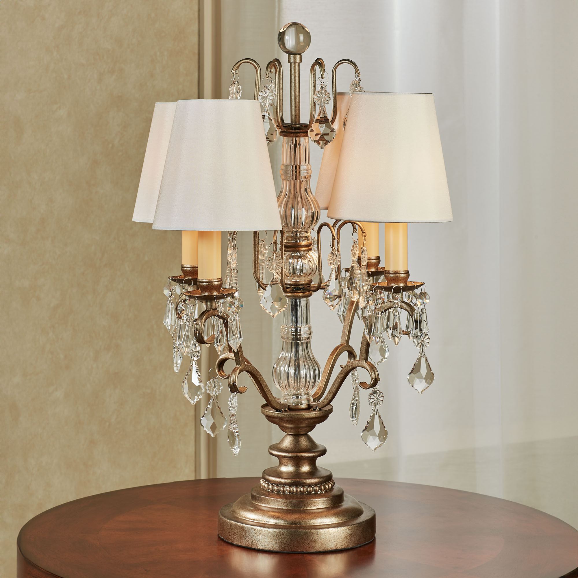 Louisa Victorian Style Crystal Candelabra Table Lamp by Dann Foley