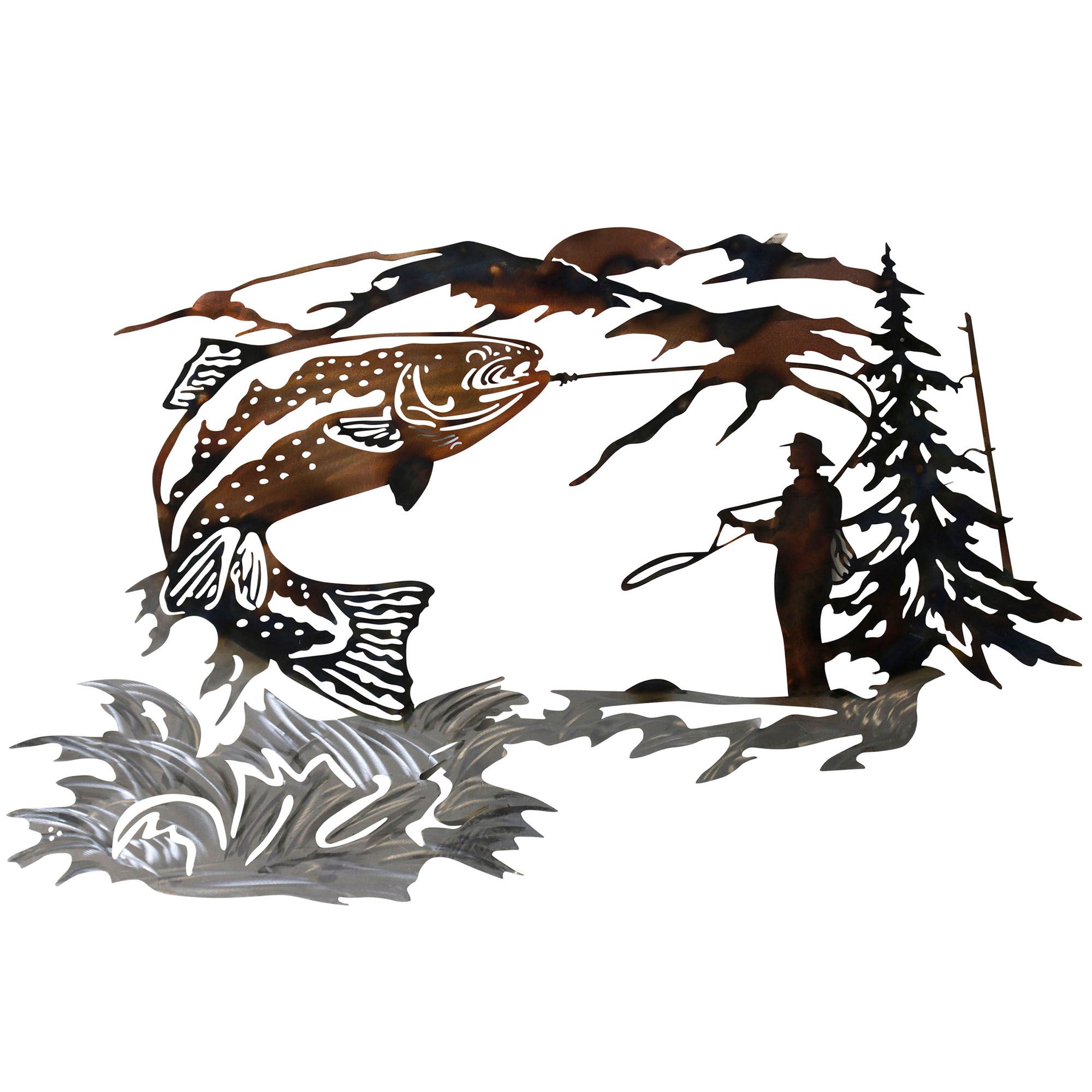 Fly Fishing Laser Cut Metal Wall Sculpture