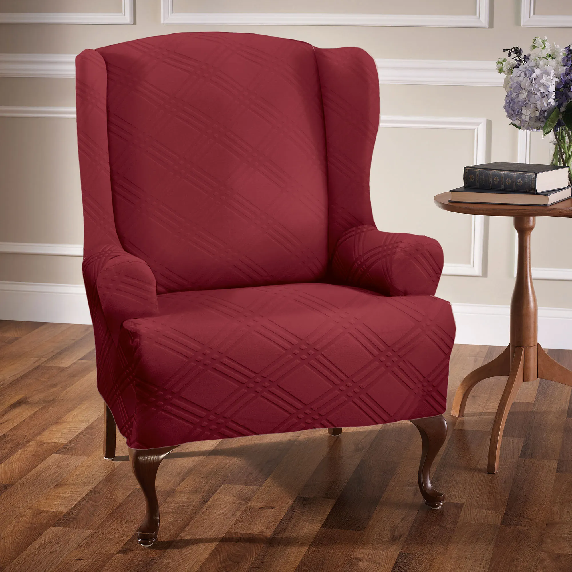 Double Diamond Stretch Wing Chair Slipcovers