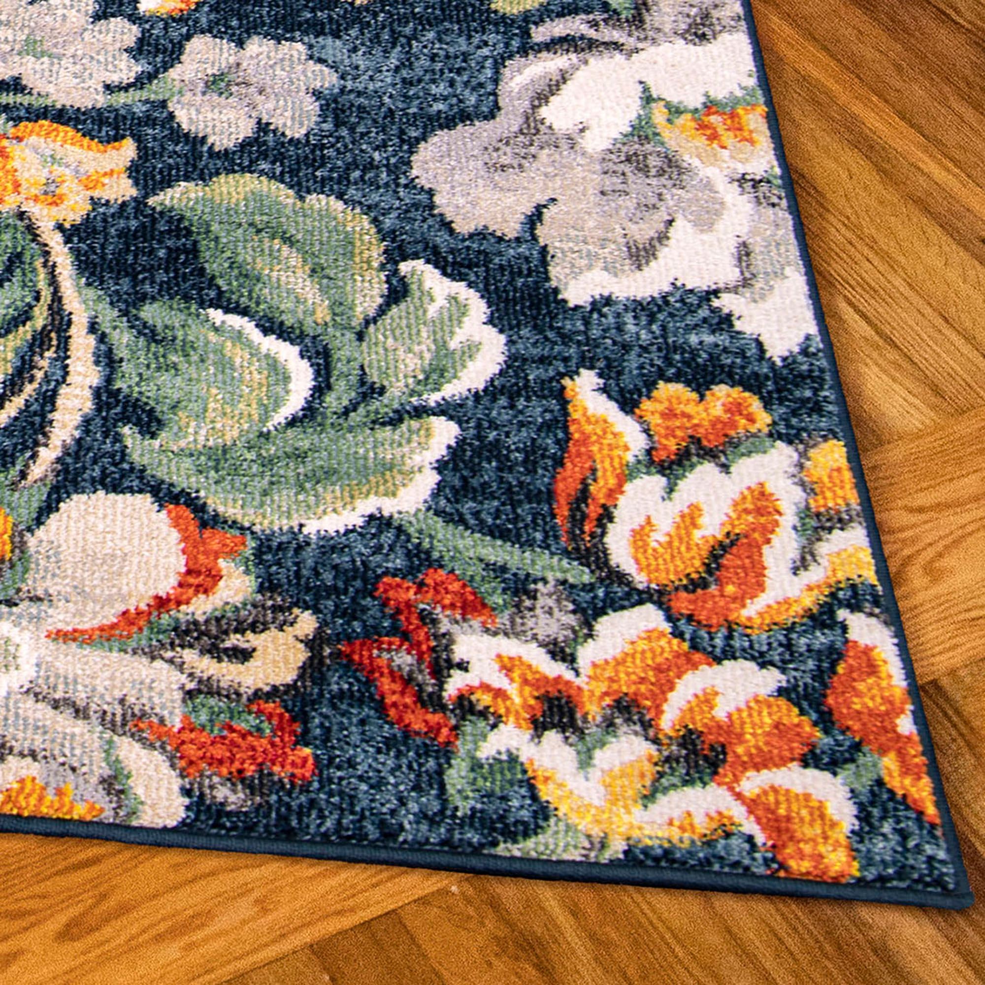 Gloria Navy Floral Blossom Area Rugs