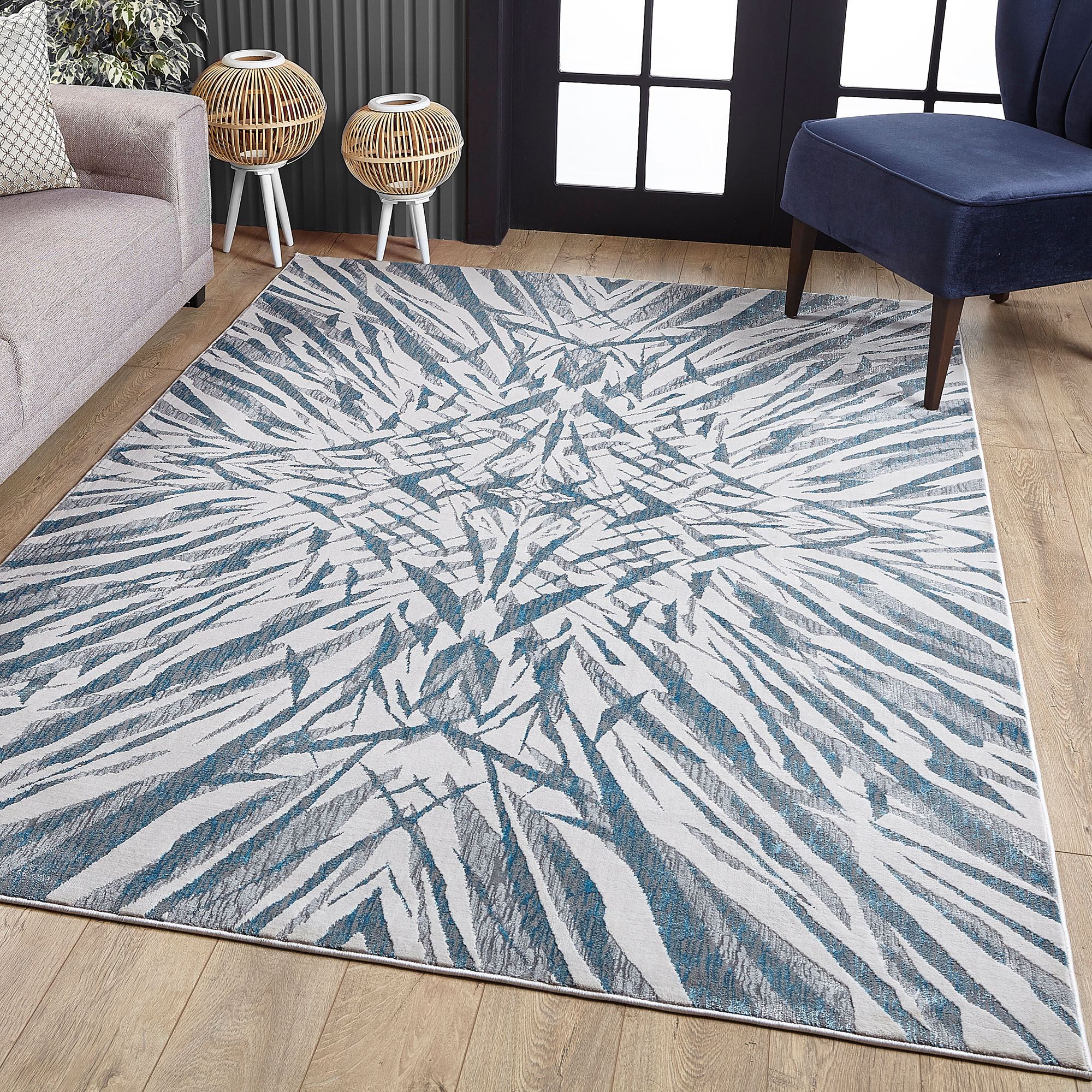 Blue Chess Rug Chesney Blue Burst Design Contemporary Abstract Area Rugs