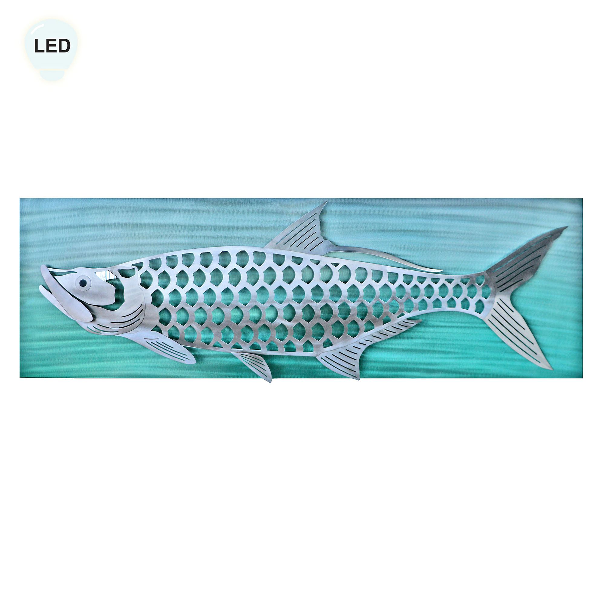 Abstract Tarpon Fish LED Lighted Metal Wall Sculpture