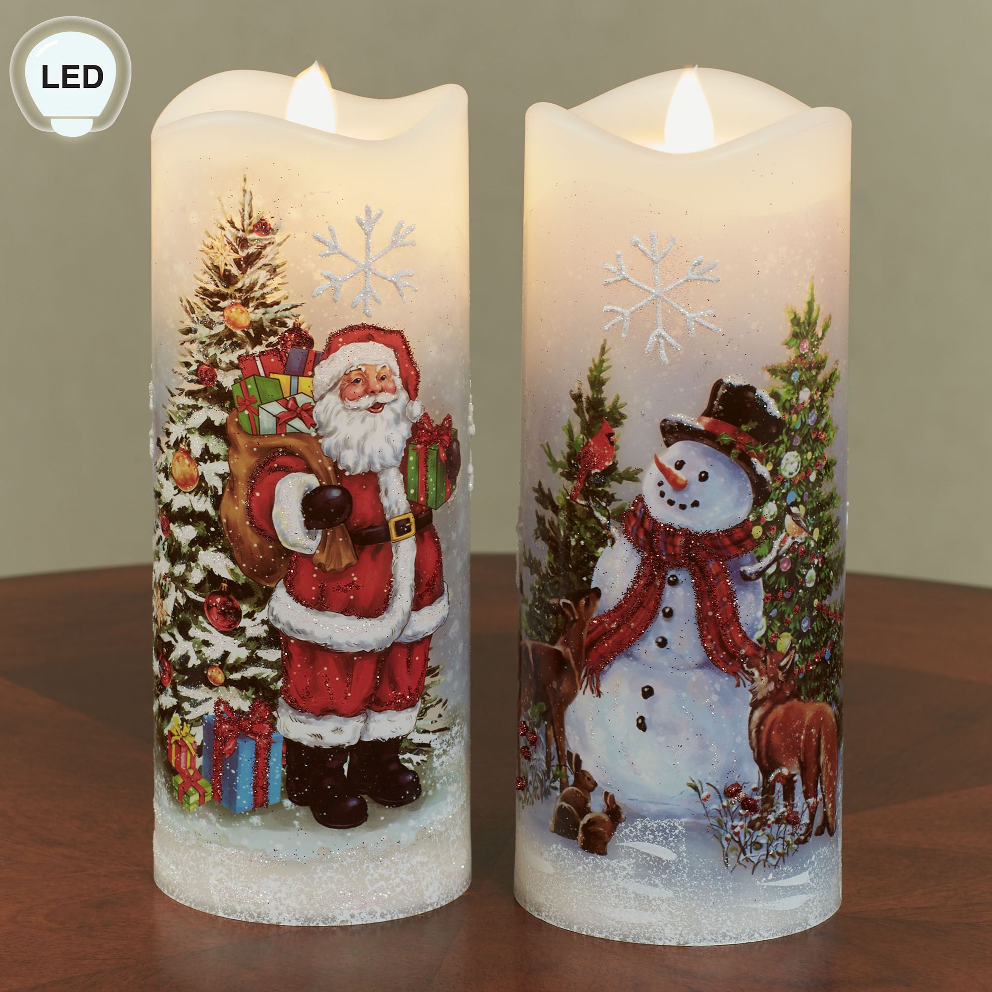 Holiday LED Flameless Candles Multi Warm 2 Piece Set