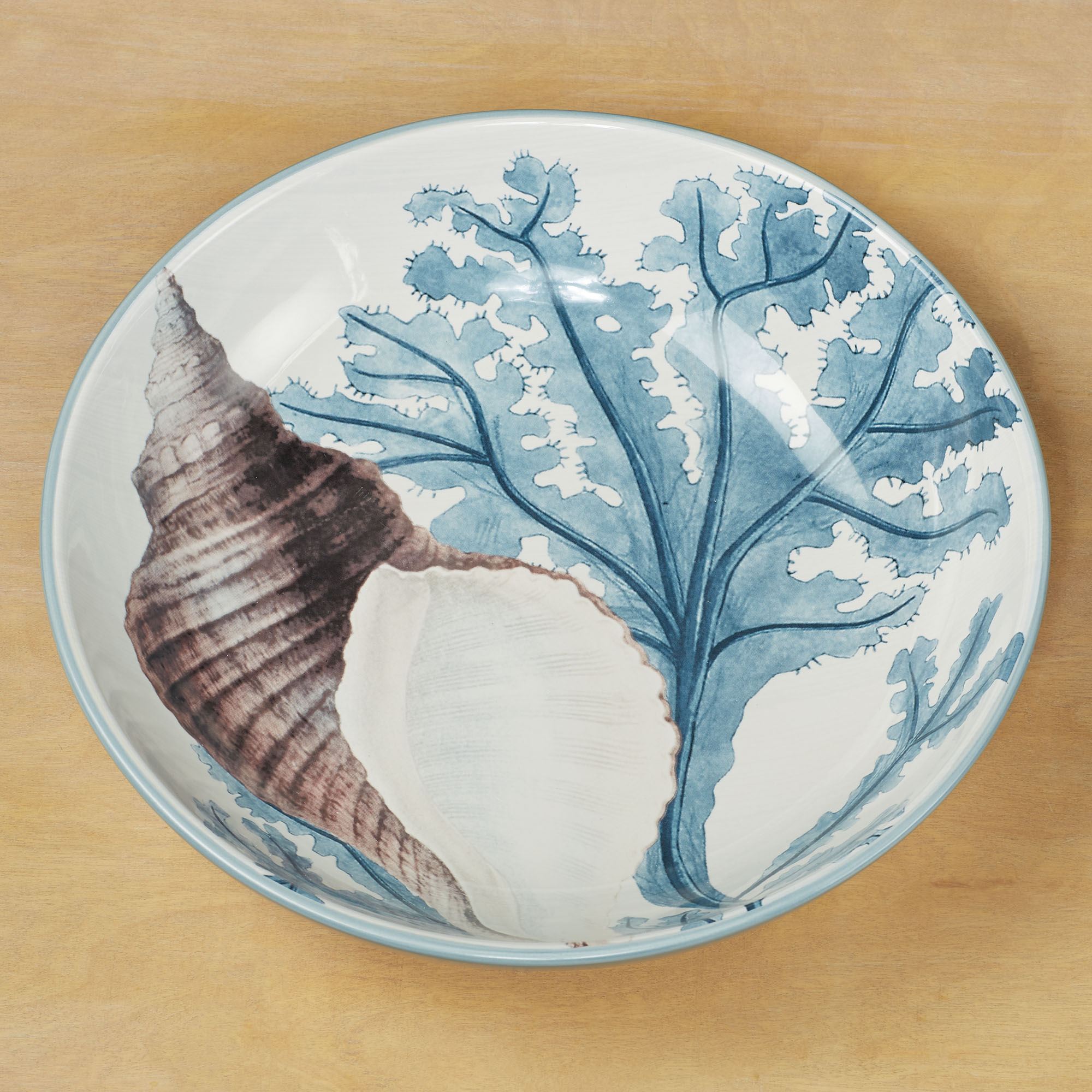 Beyond the Shore Seashell Coral Coastal Kitchen Dining Large Serving Bowl