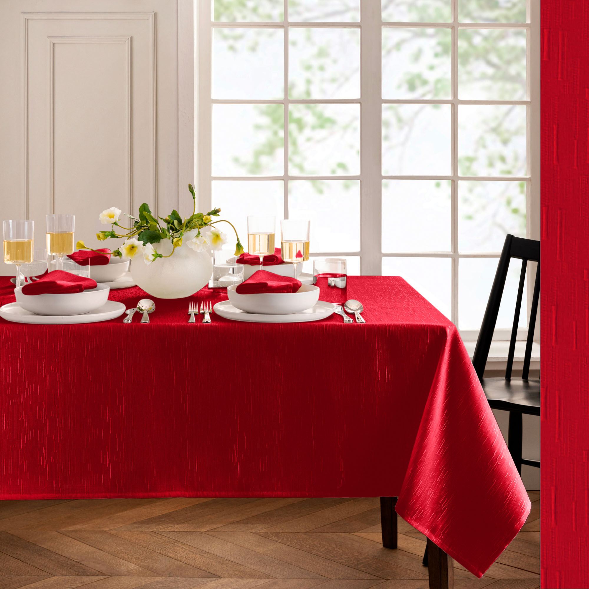 Branam Stain Resistant Slubbed Rectangle Tablecloth and Table Linens