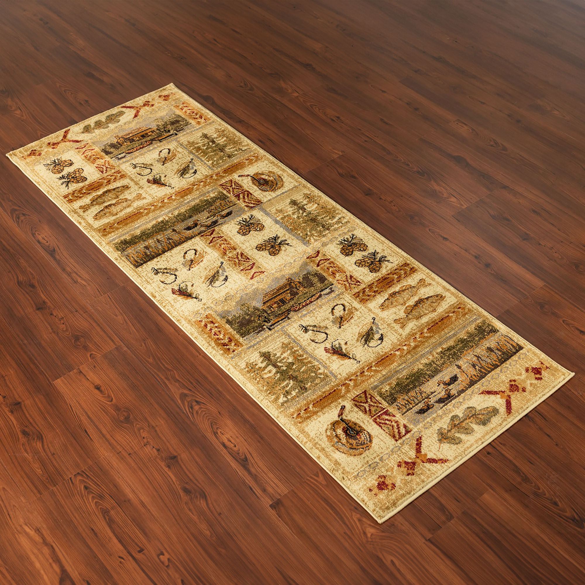 Fishing Cabin Rug Runner Multi Warm 2'7