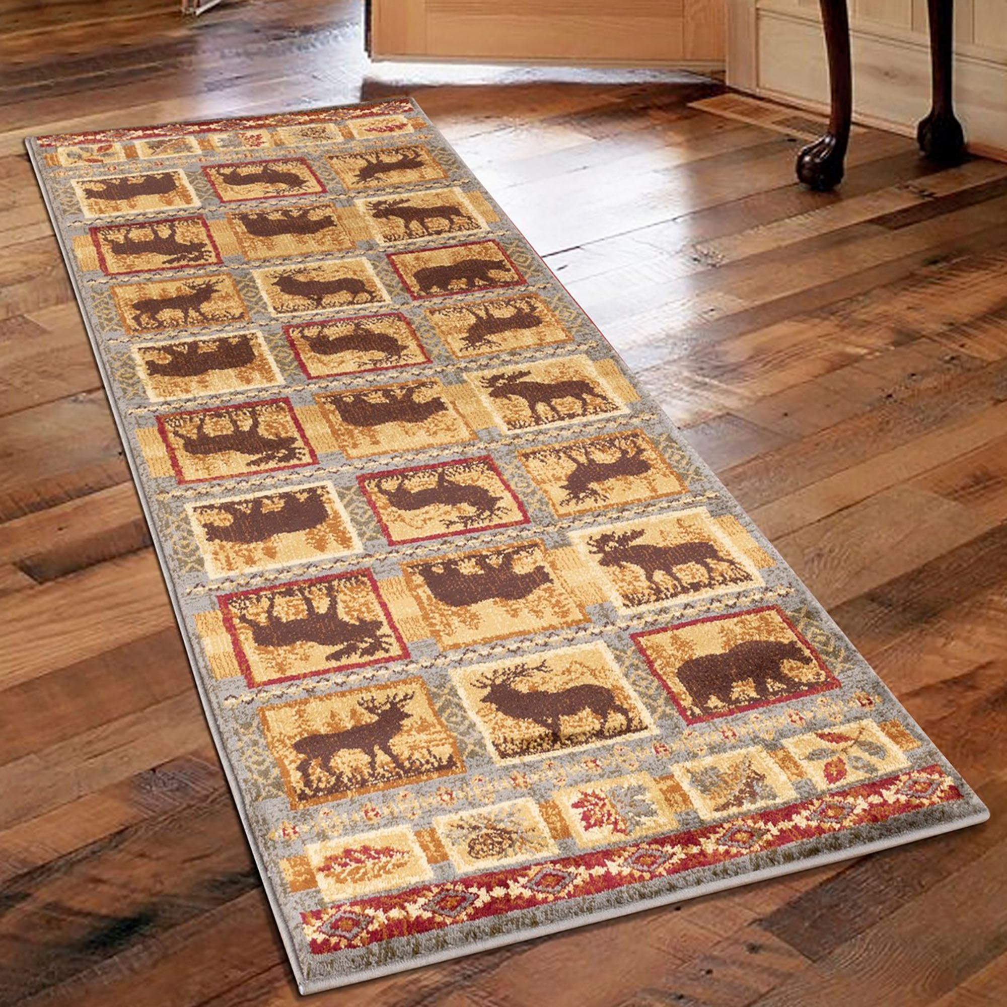 Wildlife Animal Bear Elk Deer Moose Rustic Area Rugs