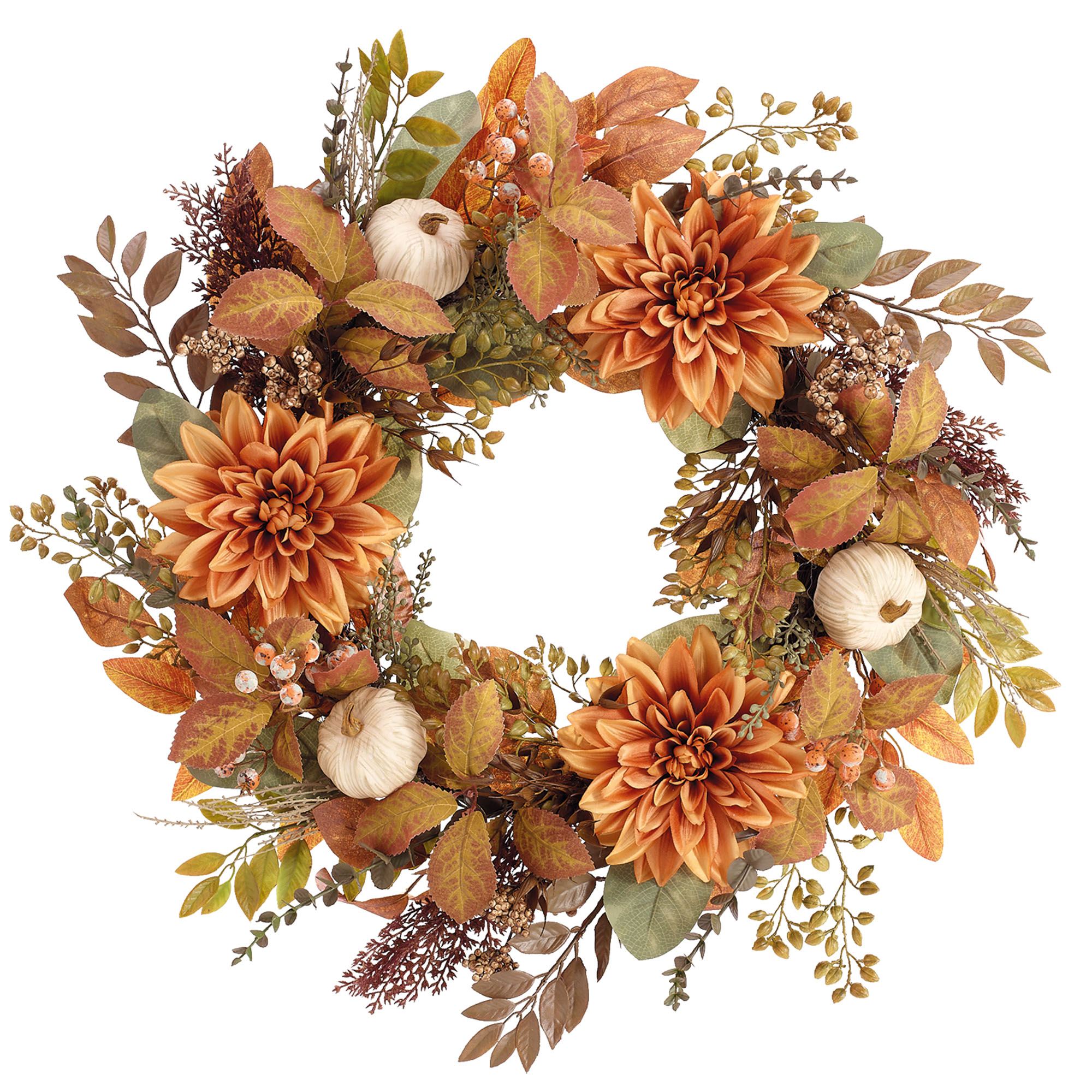 Fall Dahlia Wreath Multi Warm
