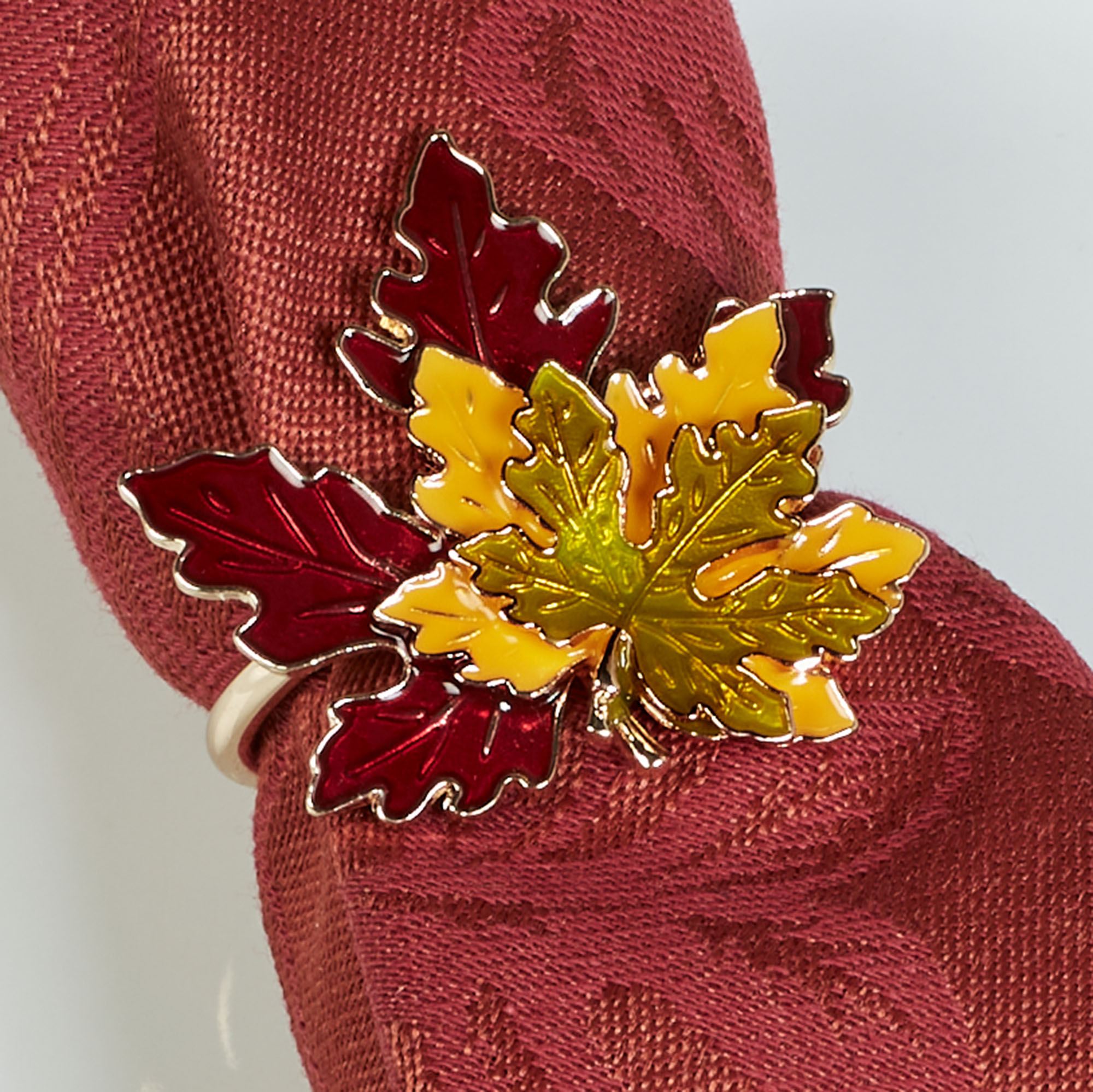 Maple Leaves Fall Thanksgiving Napkin Ring Set of 4