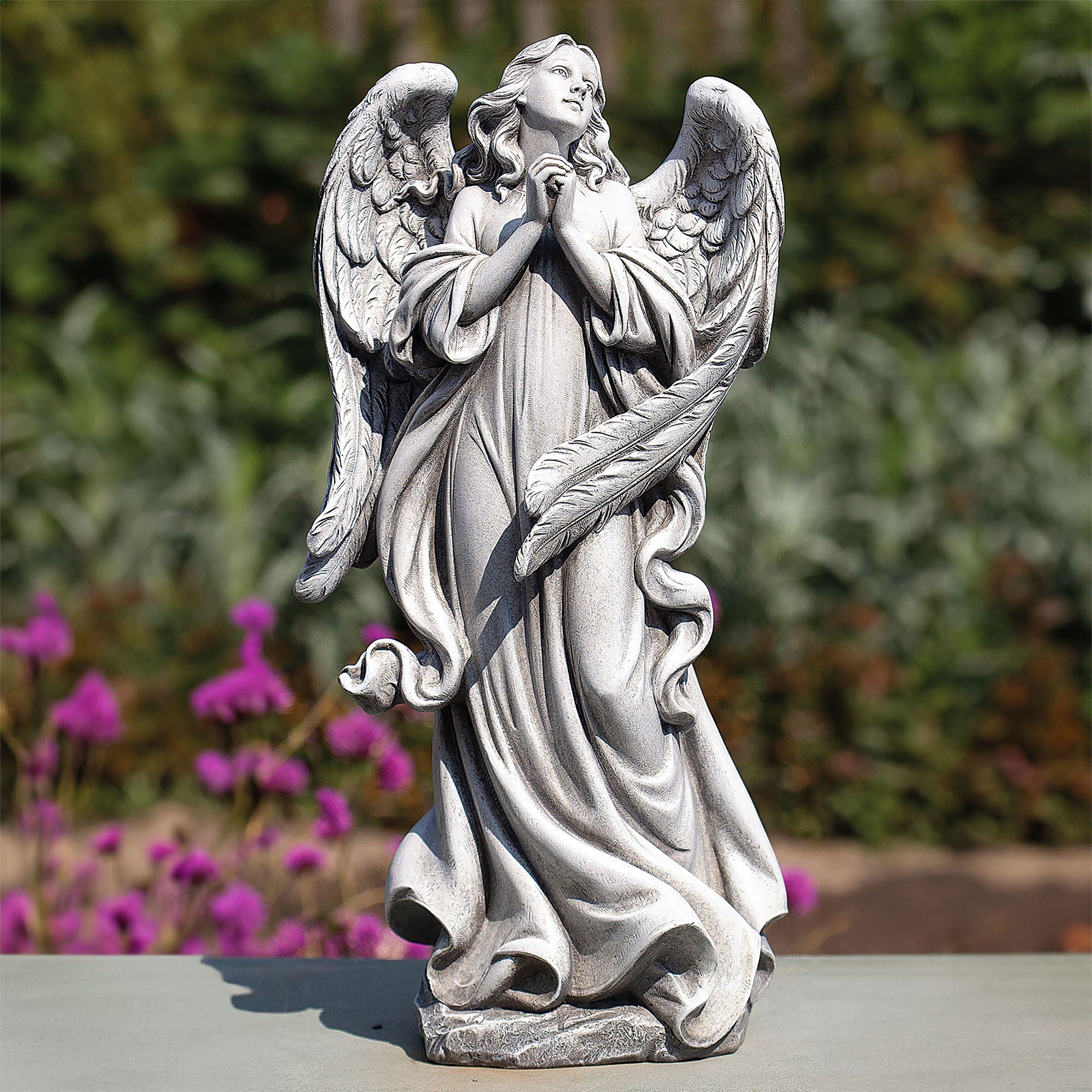 Paraying Statue Praying Angel Statue Grey MgO Indoor Or Outdoor 27