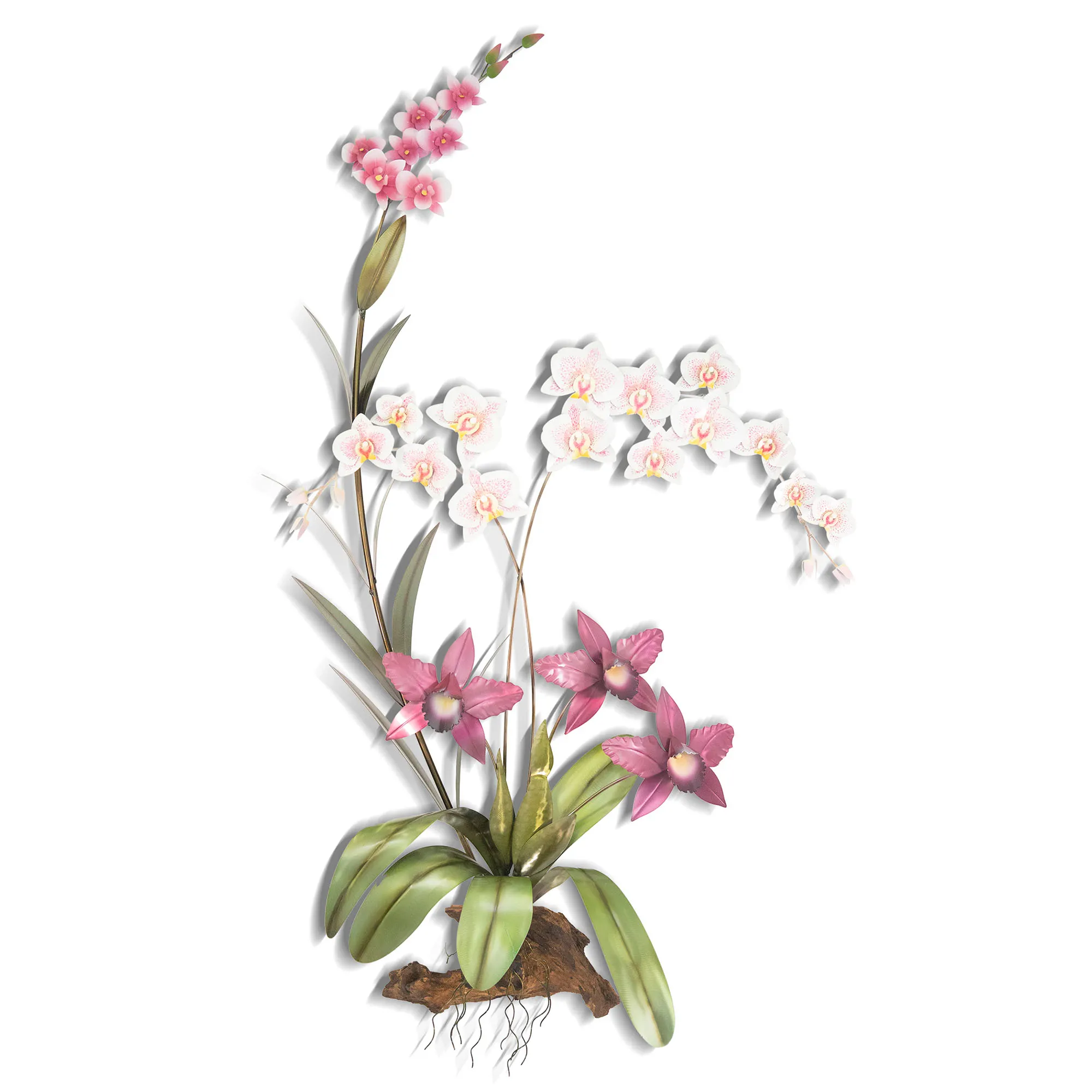 Pink Orchid Arrangement Handcrafted Wood and Metal Floral Wall