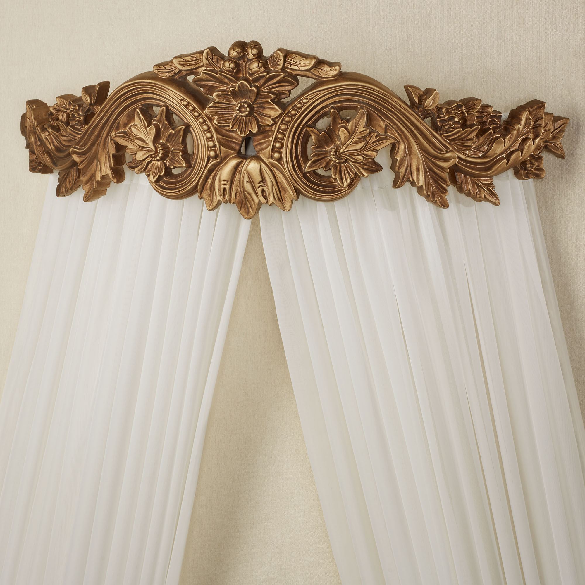 Rustic Teester Flowering Medallion Aged Gold Wall Teester Bed Crown