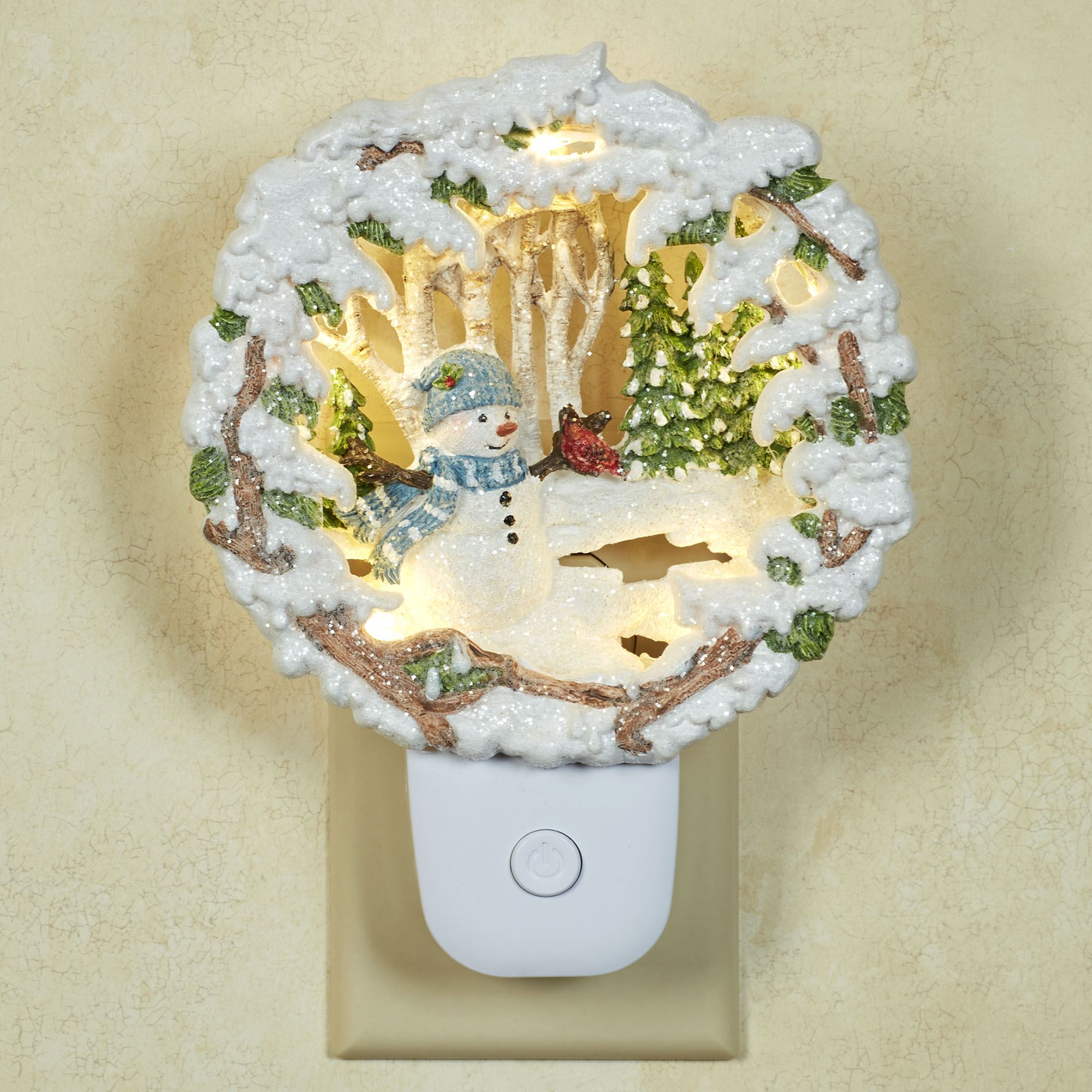 Snowman Winter Scene Nightlight White