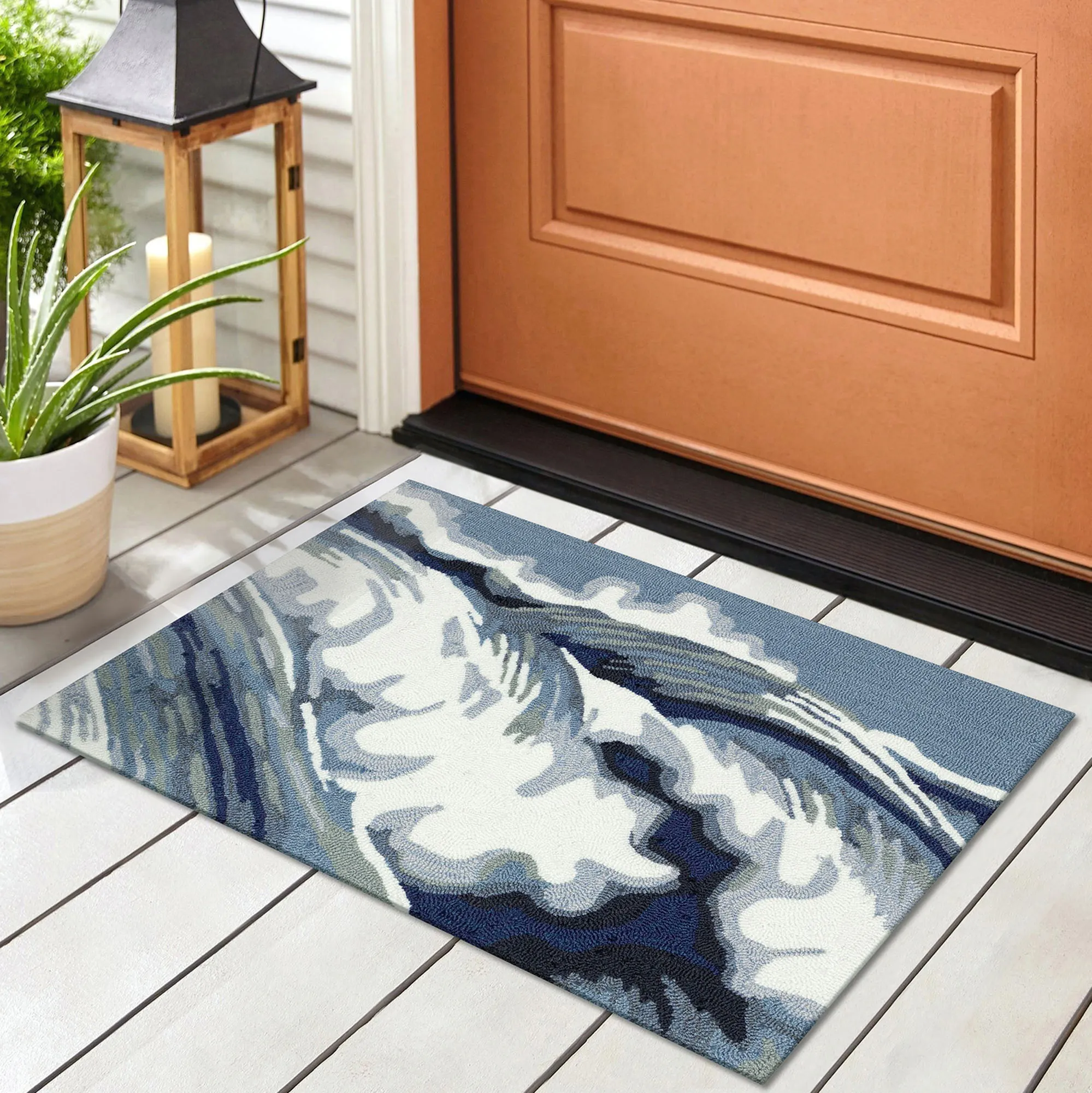 Surf Delight Blue Coastal Ocean Wave Indoor Outdoor Rugs by Liora Surf Delight Blue Coastal Ocean Wave Indoor Outdoor Rugs by Liora