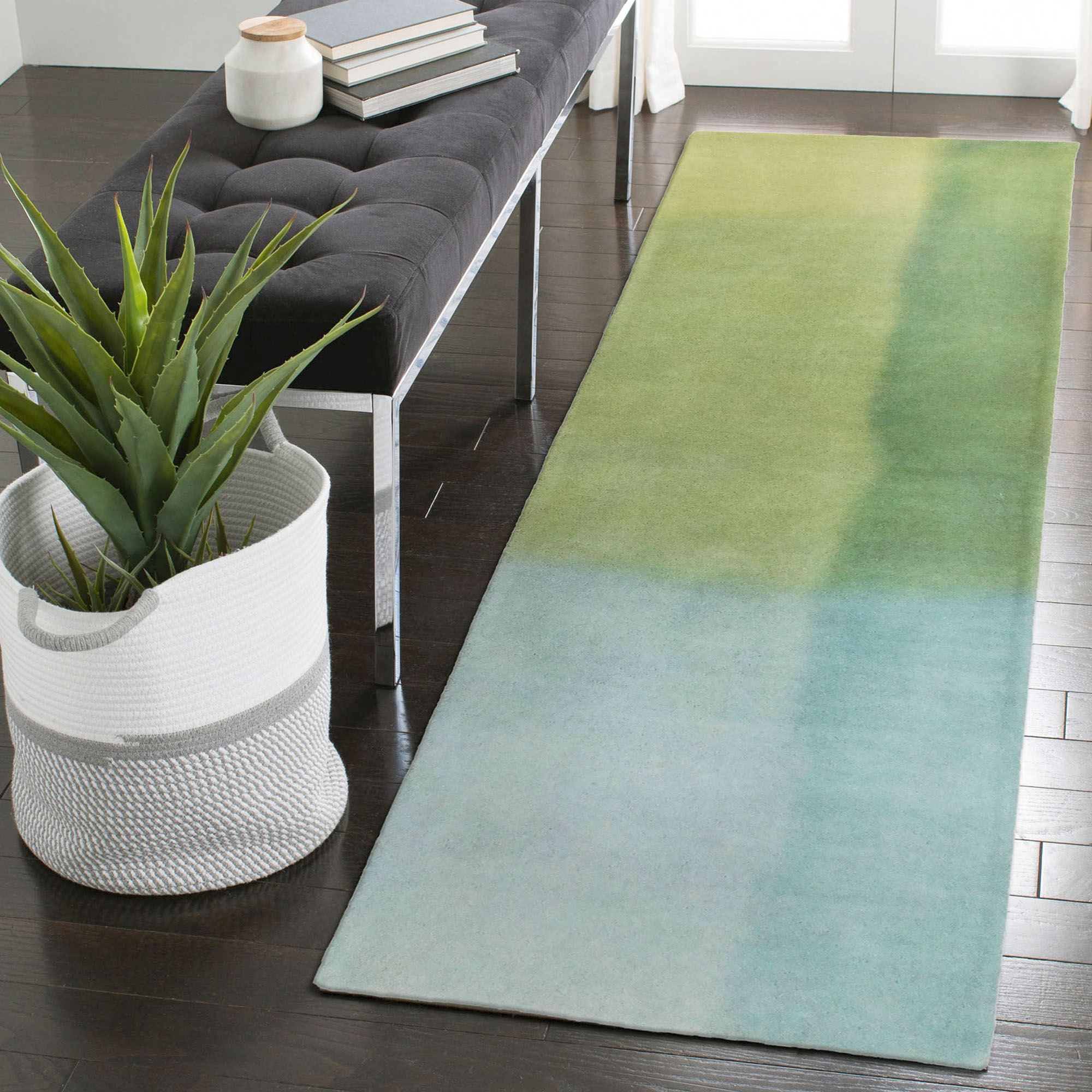 Piazza Watercolor Blue and Green Hand Tufted Wool Area Rugs by Liora Manne