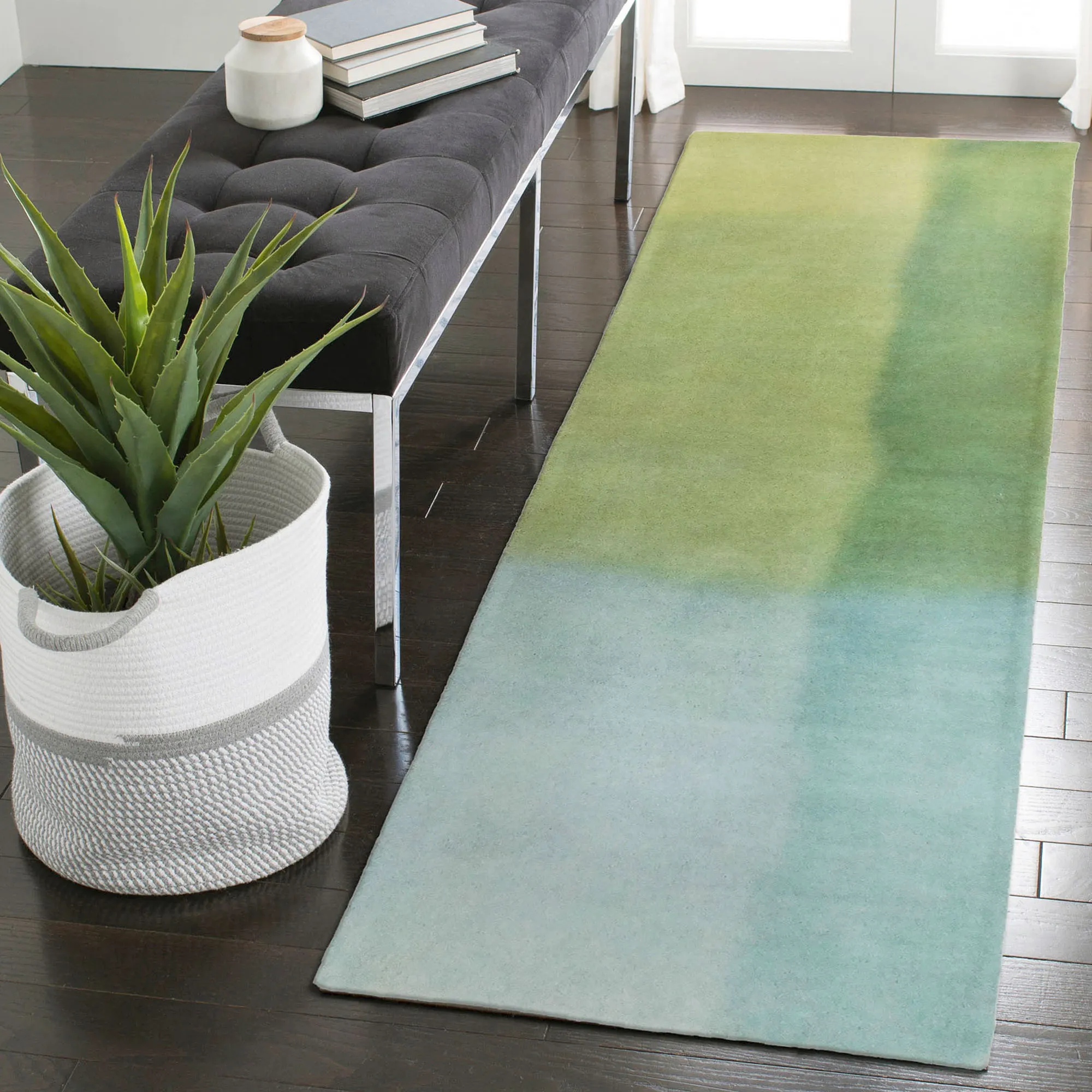 Multi Watercolor Rug Piazza Watercolor Blue and Green Hand Tufted Wool Area Rugs by Liora Manne