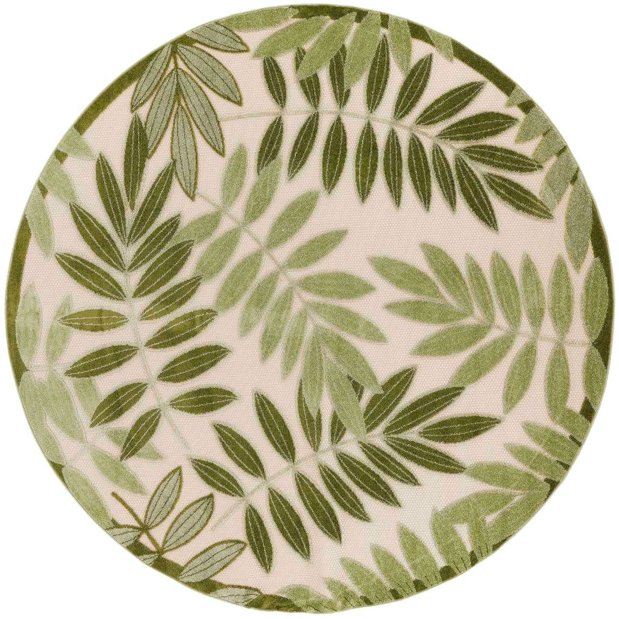 Tropical Foliage Round Rug Green | Touch of Class