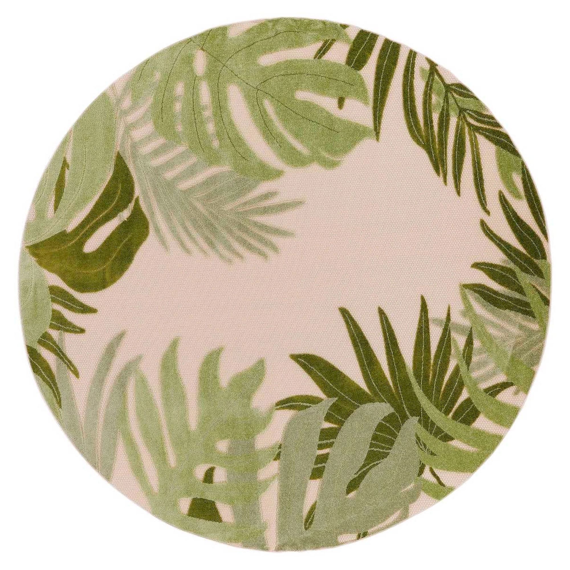 Palm Paradise Round Rug Green | Touch of Class