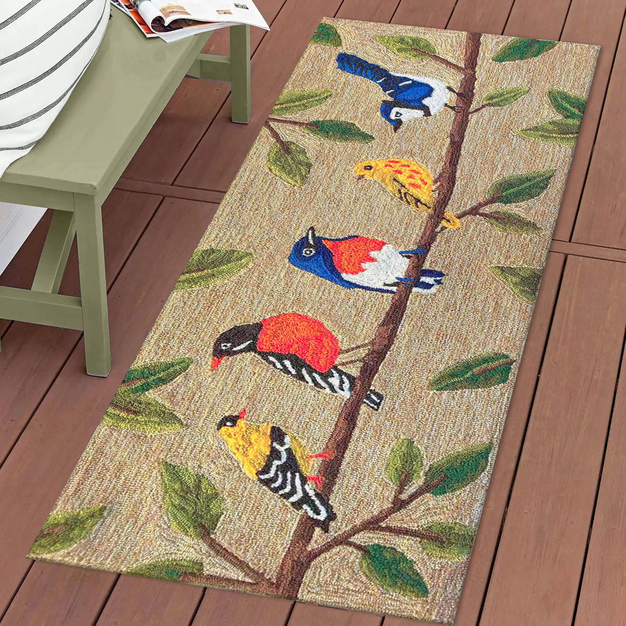 Birds on a Branch Hand Hooked Indoor Outdoor Mats by Liora Manne