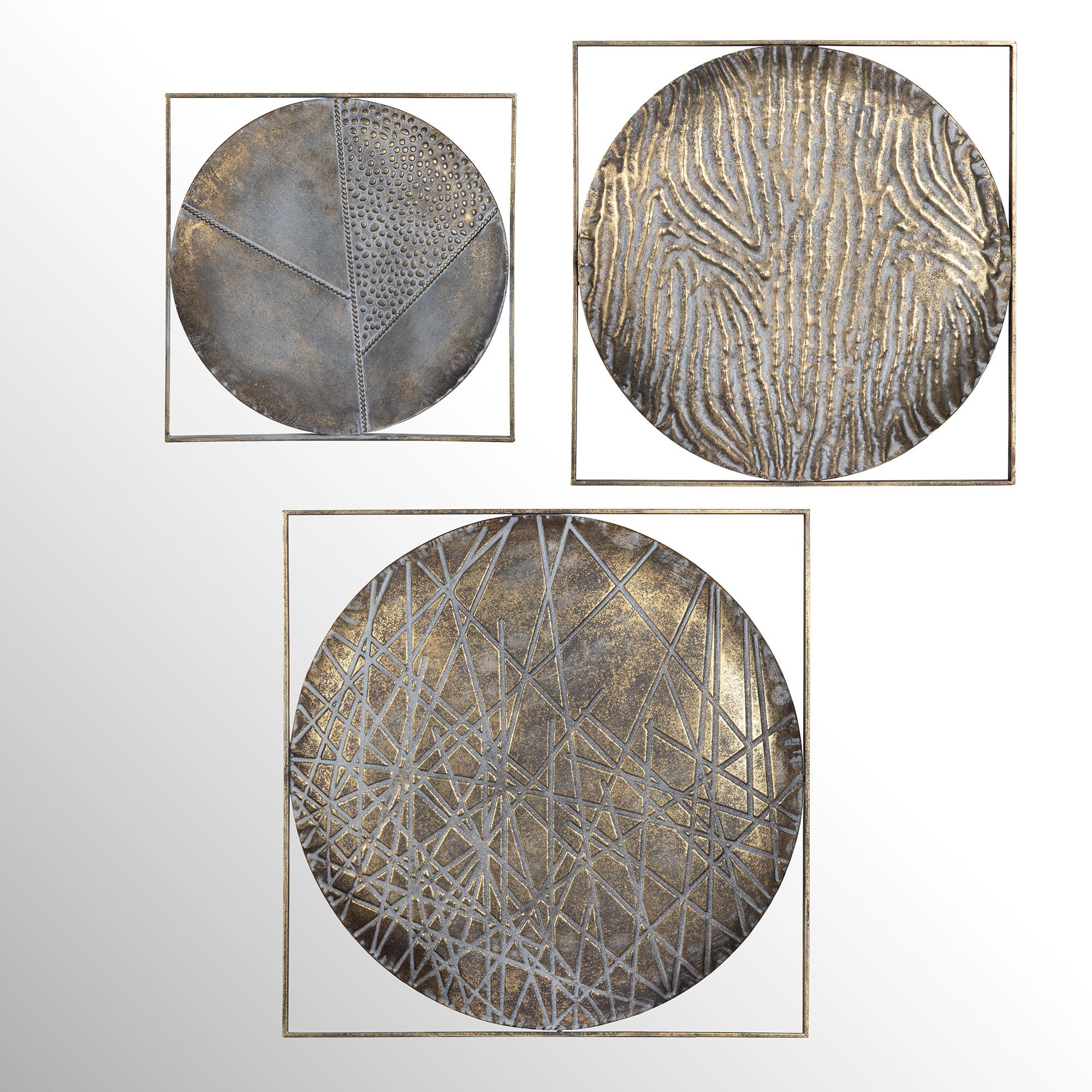 Quest Antique Gold Metal Disc Modern Wall Decor Set