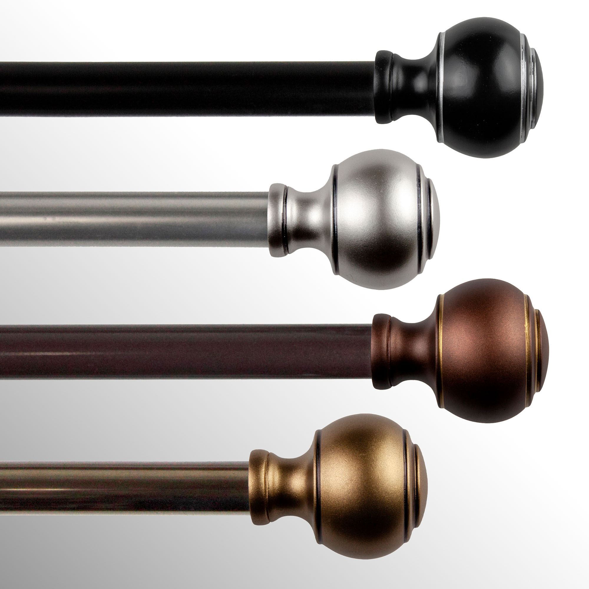 Fancy Rods Farrar Decorative Curtain Rod Set with Round Finials