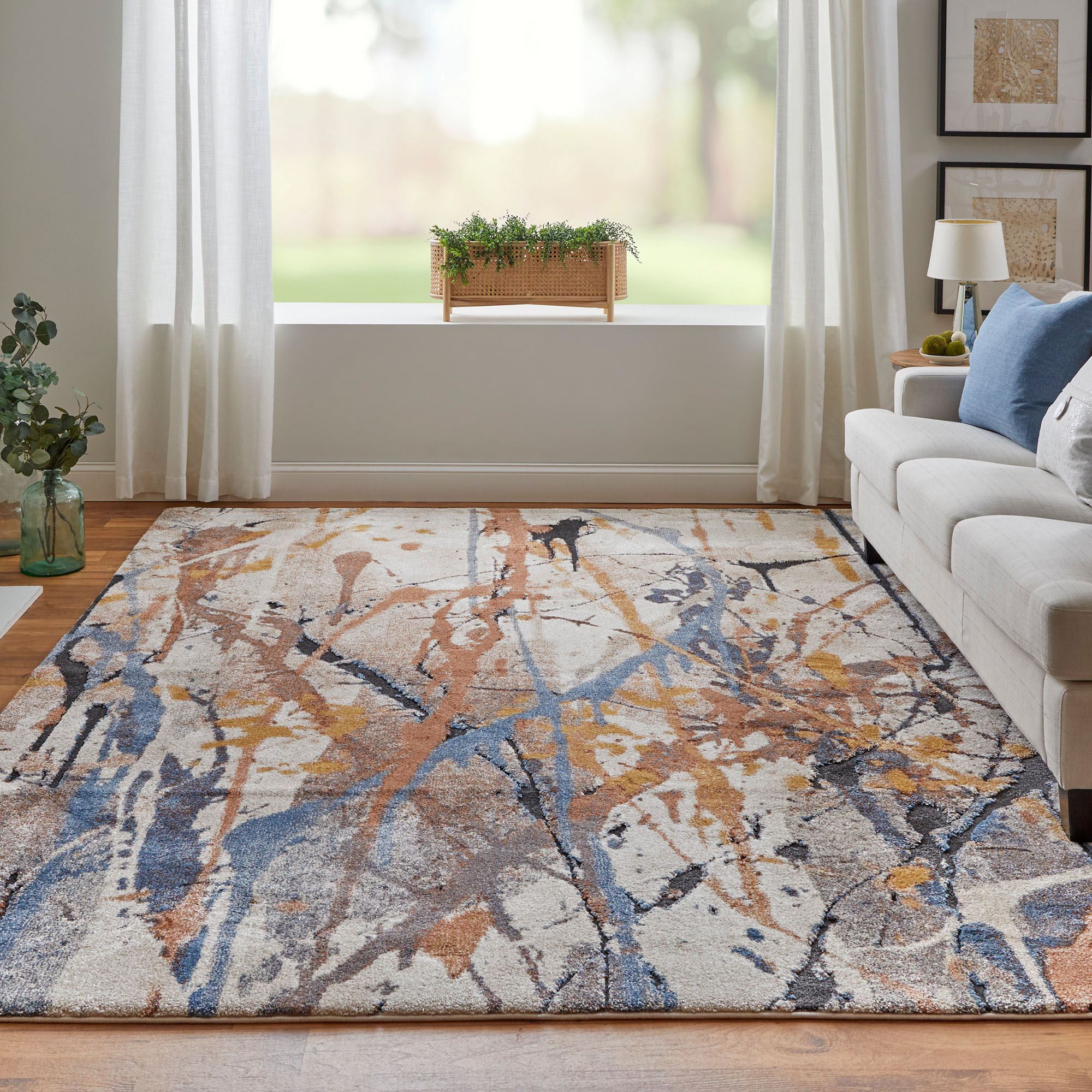 Leonora Paint Splatter Style Abstract Area Rugs