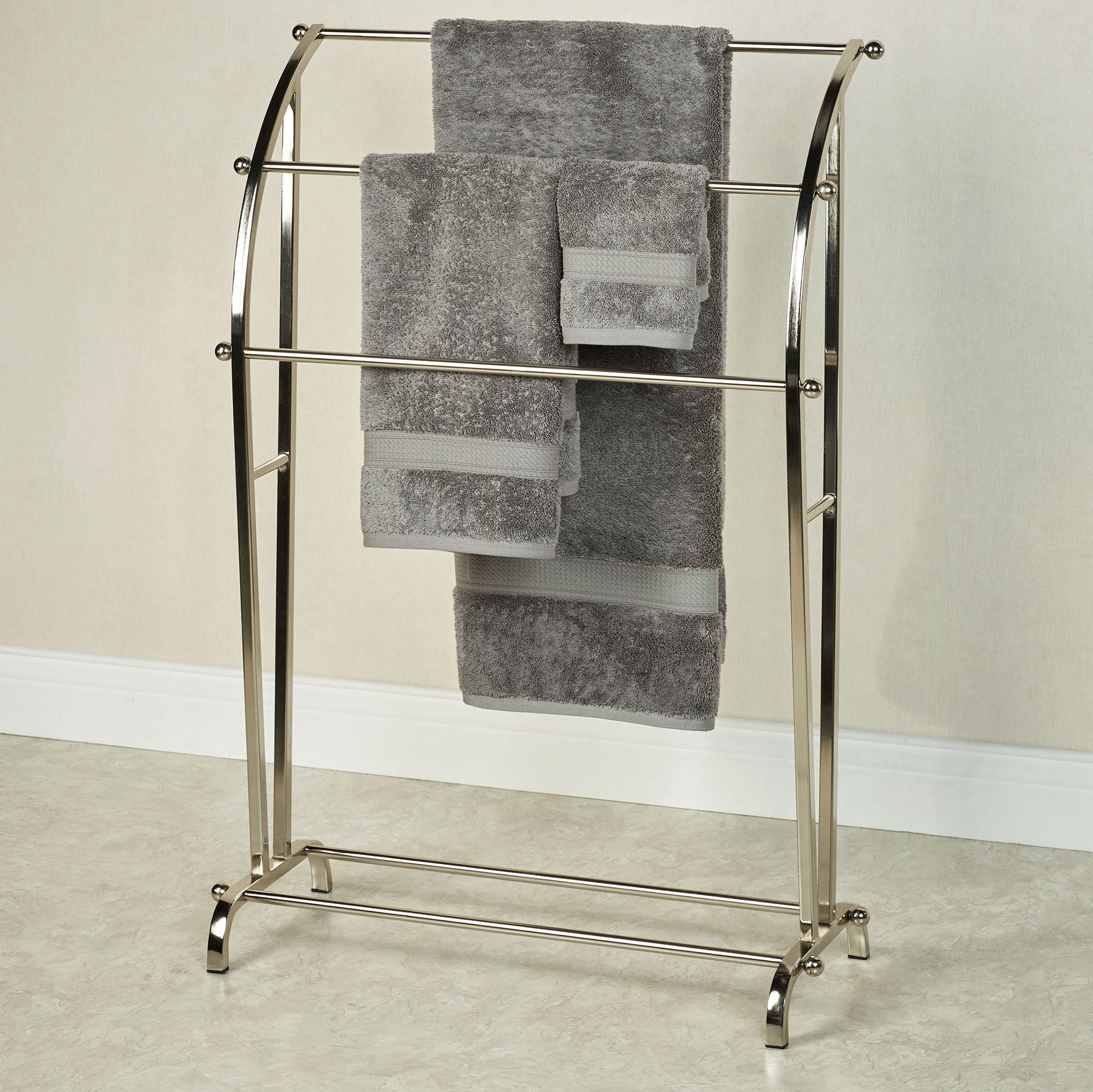 Hudson Silver Metal Modern Blanket Towel Rack Floor Stand