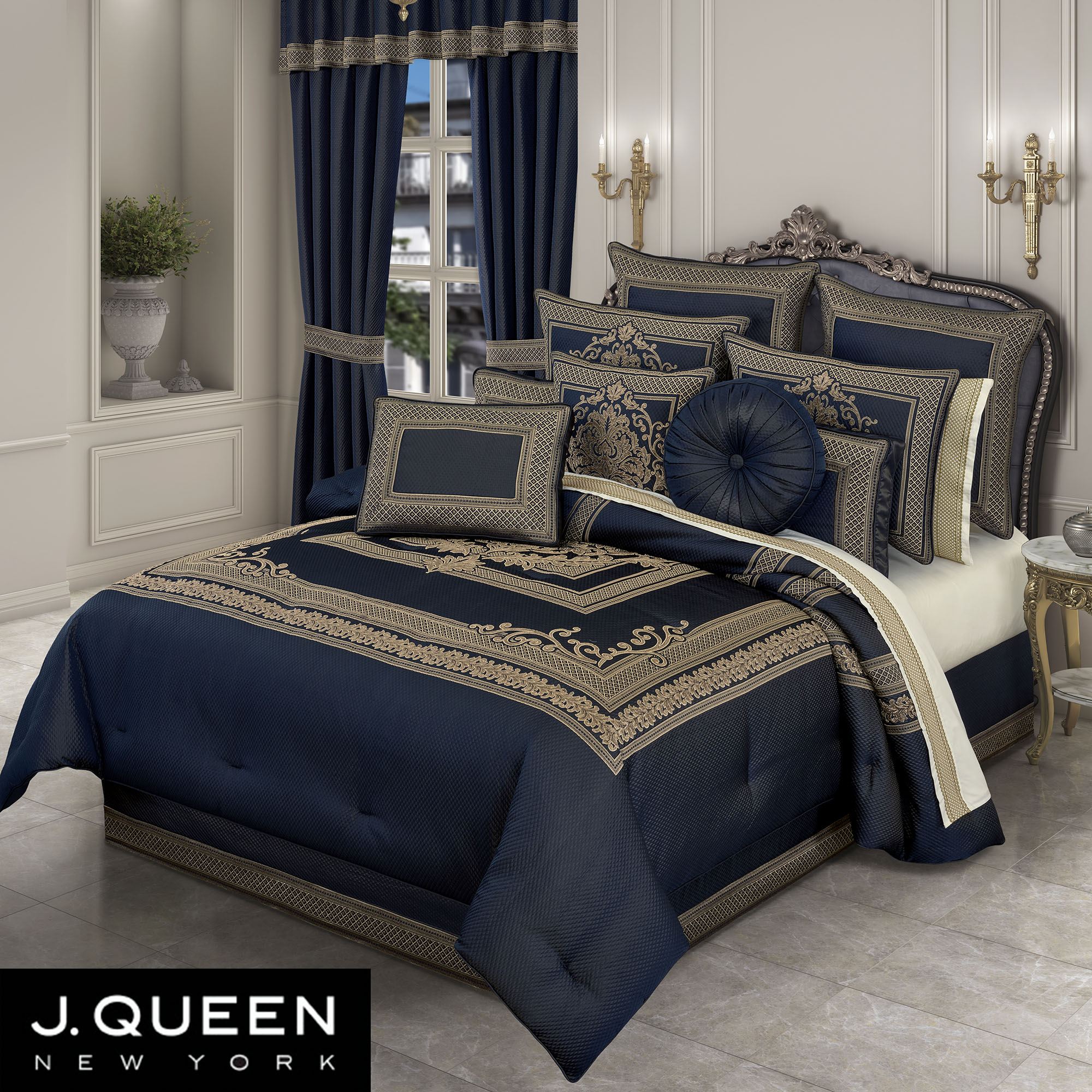 Blue Gold Comforter Set Queen blue-gold-comforter-set-queen