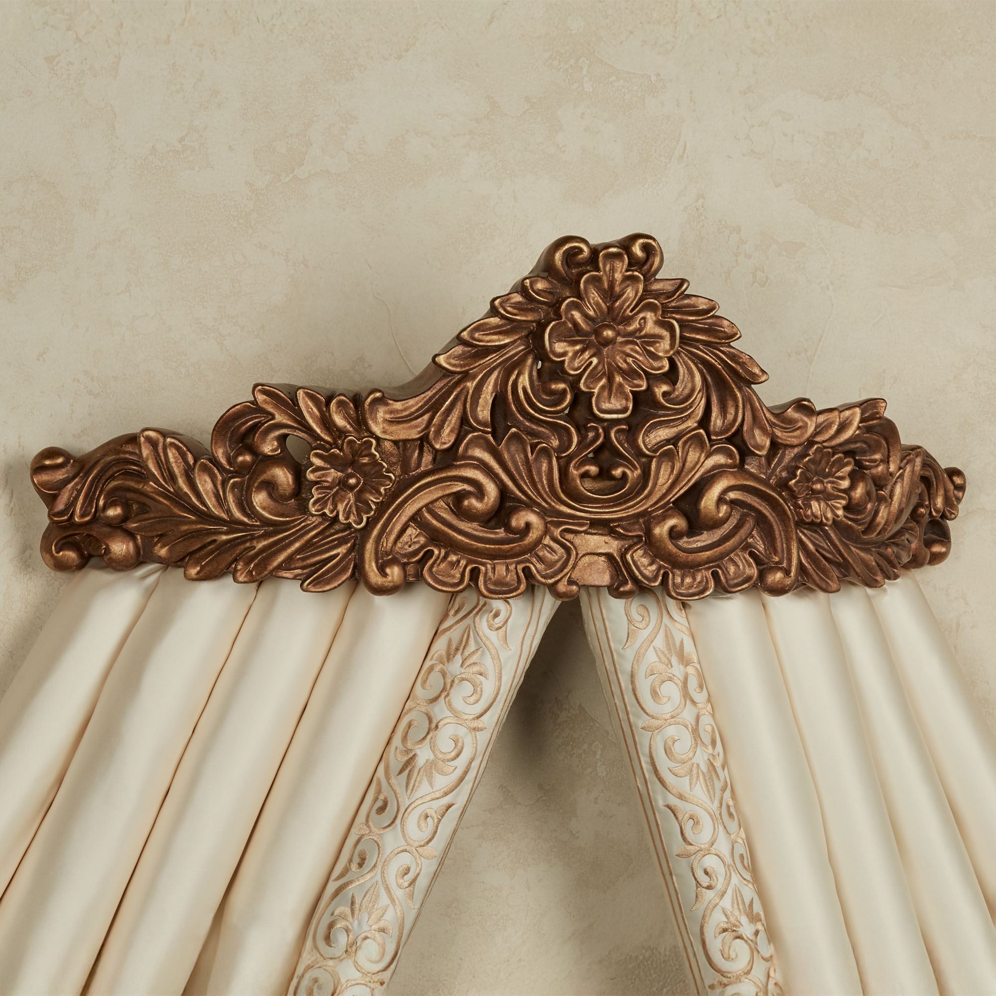 Rustic Teester Graciella Aged Gold Wall Teester Bed Crown