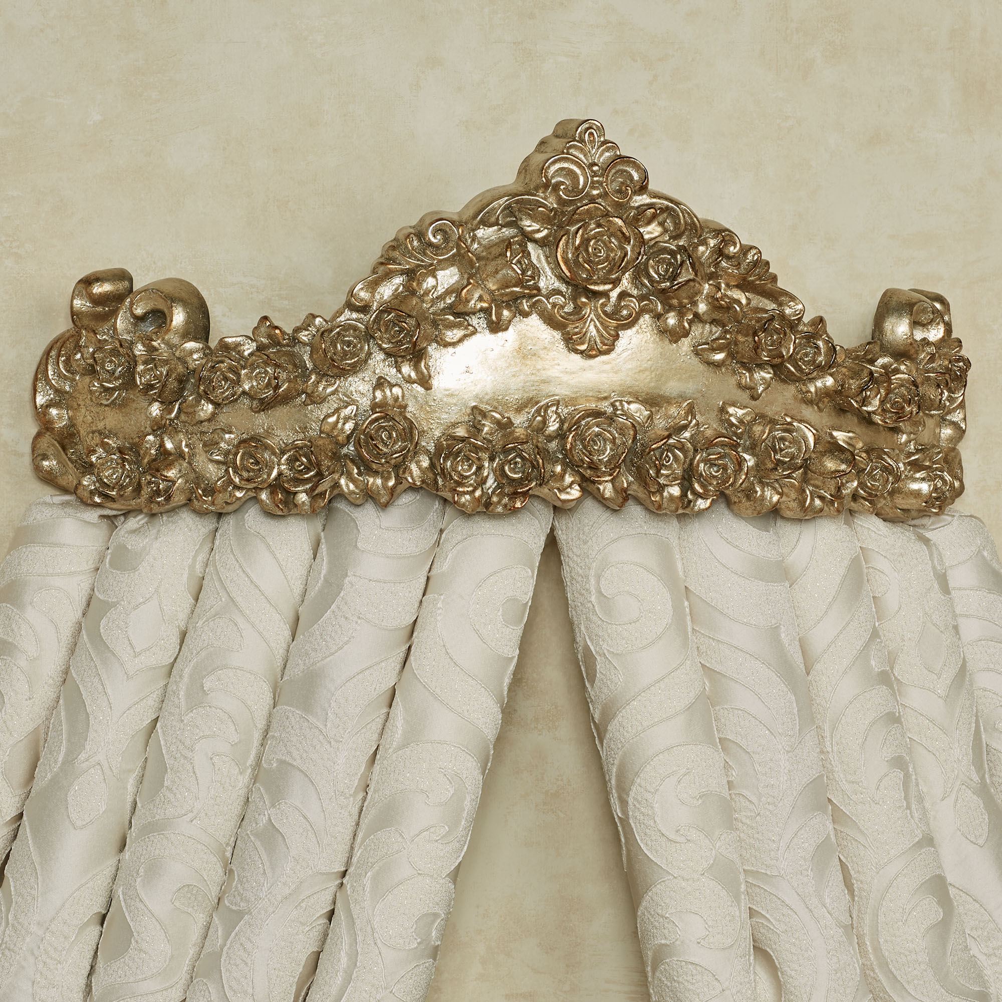 Rustic Teester Ella Rose Satin Gold Floral Wall Teester Bed Crown