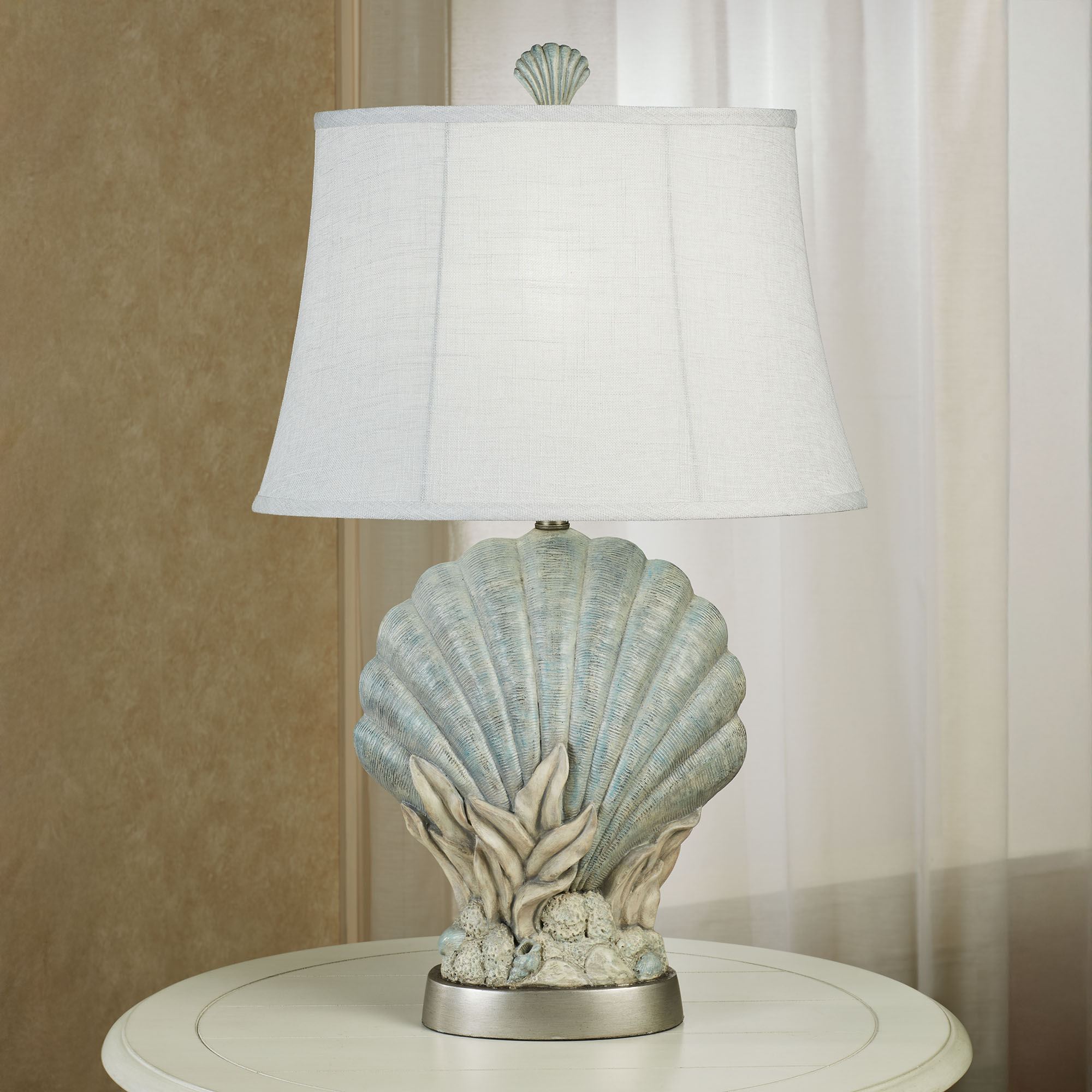 Tropical Table Lamps With Seashells Vintage Palm Beach Regency Coastal