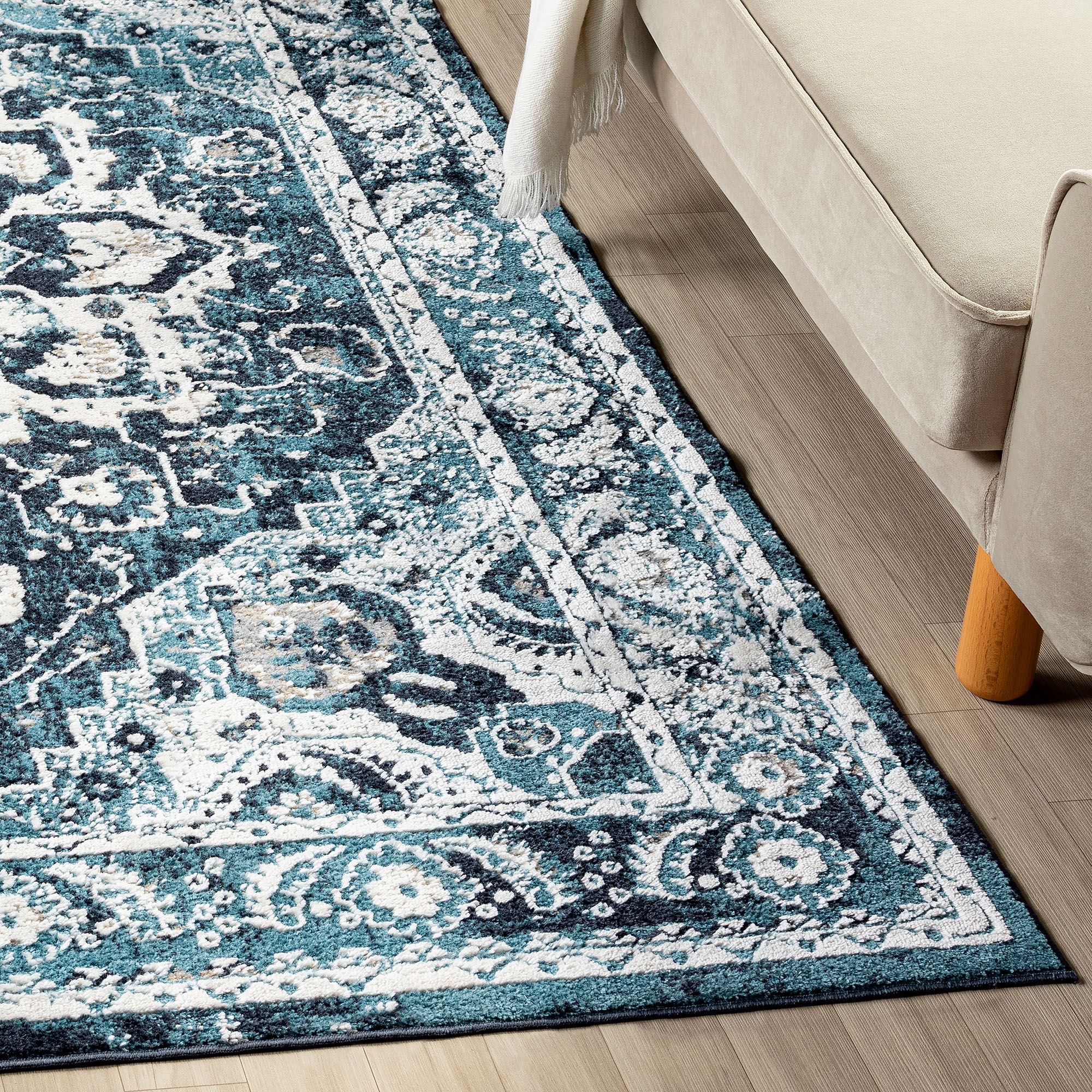 Cyrus Blue Mandala Inspired Medallion Area Rugs