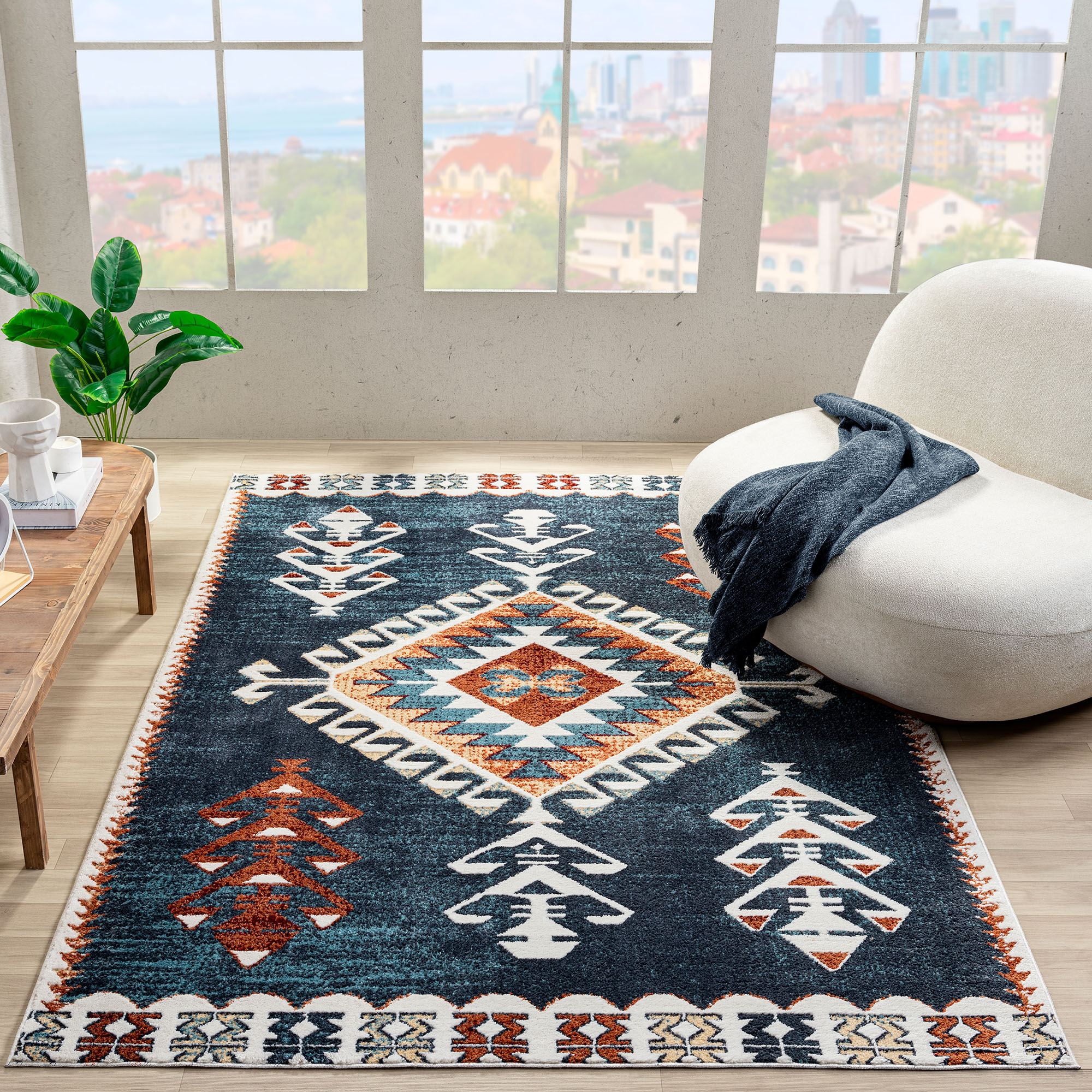 Sw Rug Blue Bradley Midnight Blue Southwest Area Rugs
