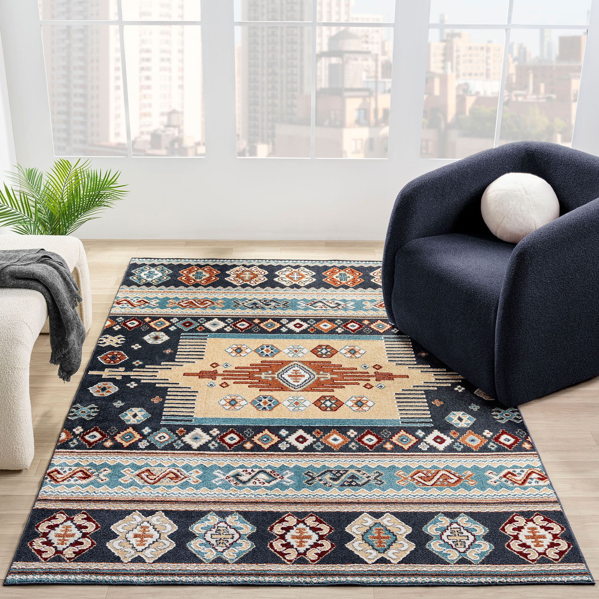 Sw Rug Blue Andreas Navy Blue Southwest Area Rugs