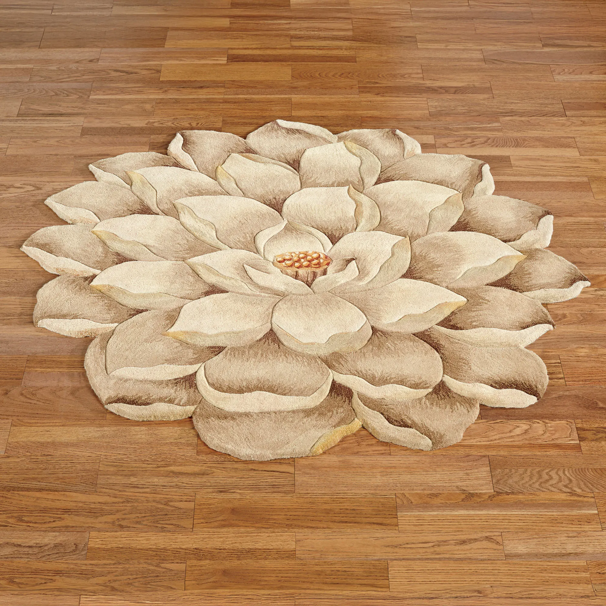 Melody Magnolia Flower Shaped Round Rugs