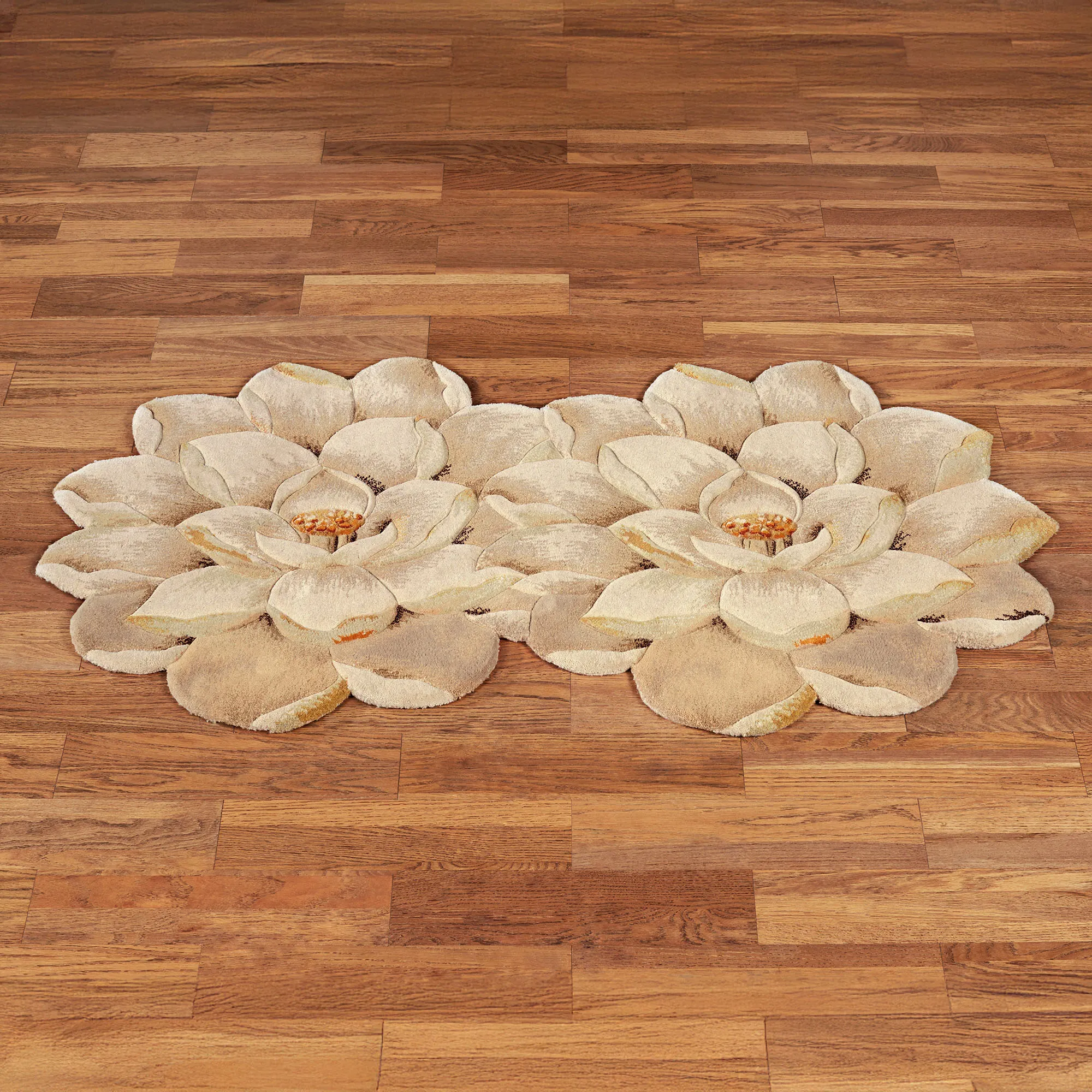 Melody Magnolia Flower Shaped Round Rugs