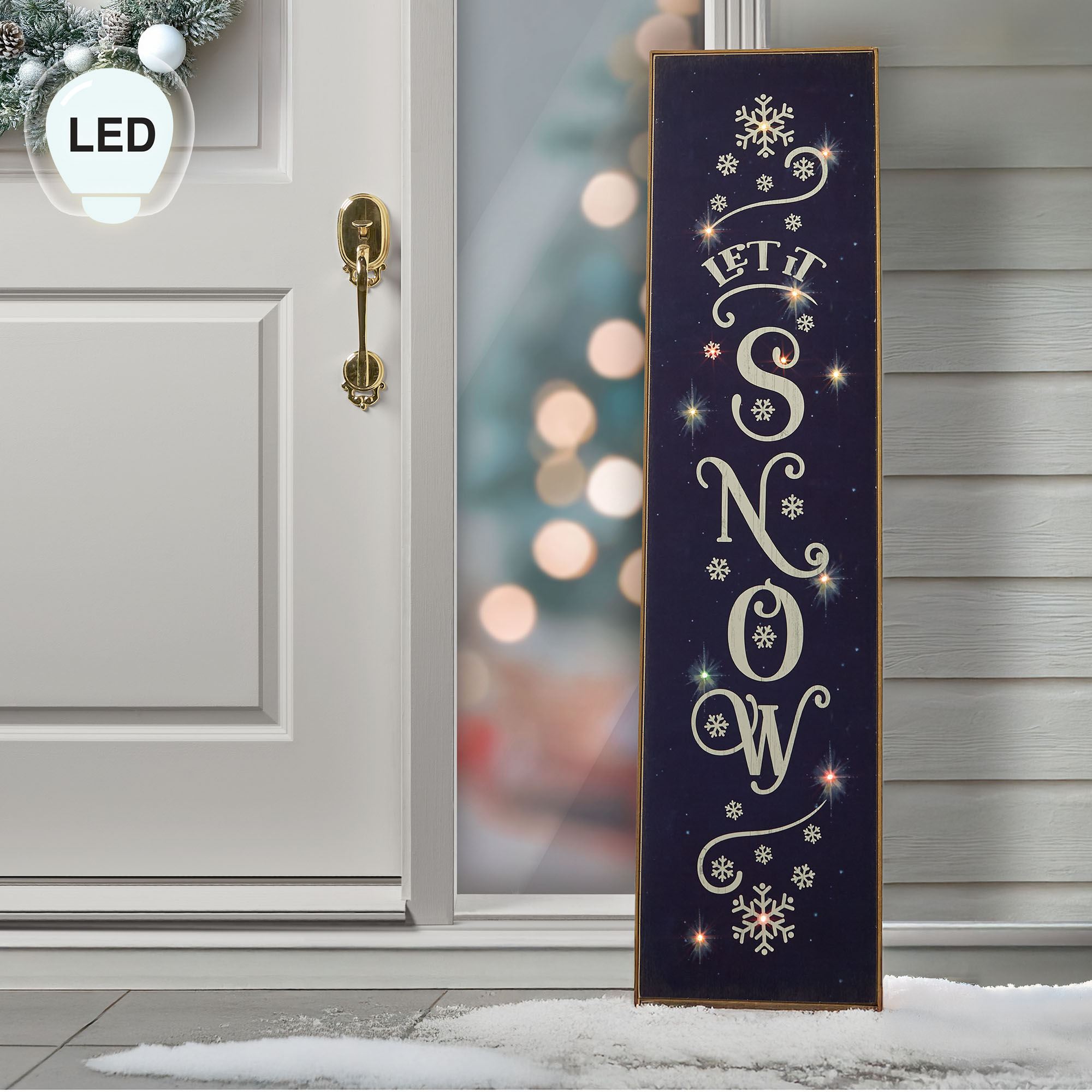Let It Snow Porch Sign Blue