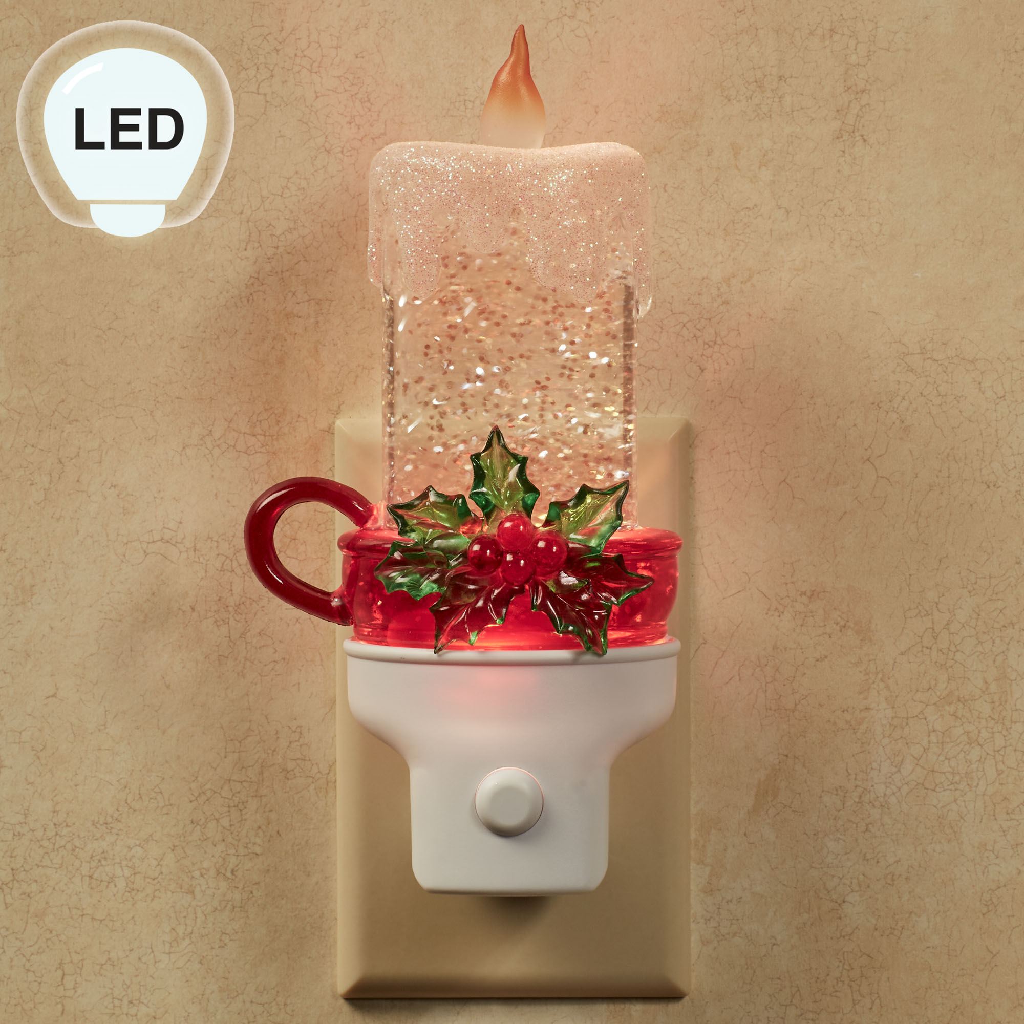 Holiday Candle Swirl LED Nightlight White