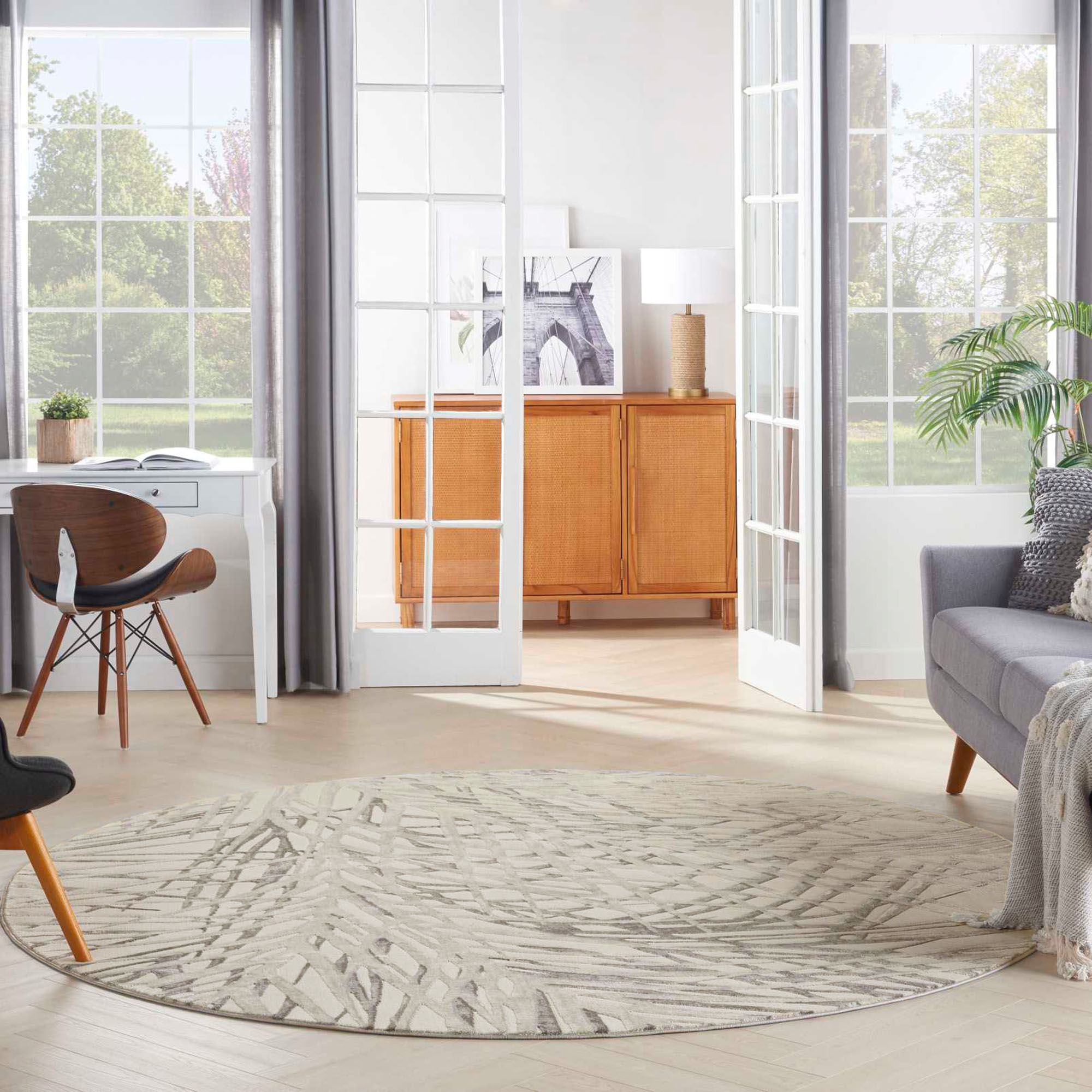 Ulani Round Rug Ivory/Black 53 Round