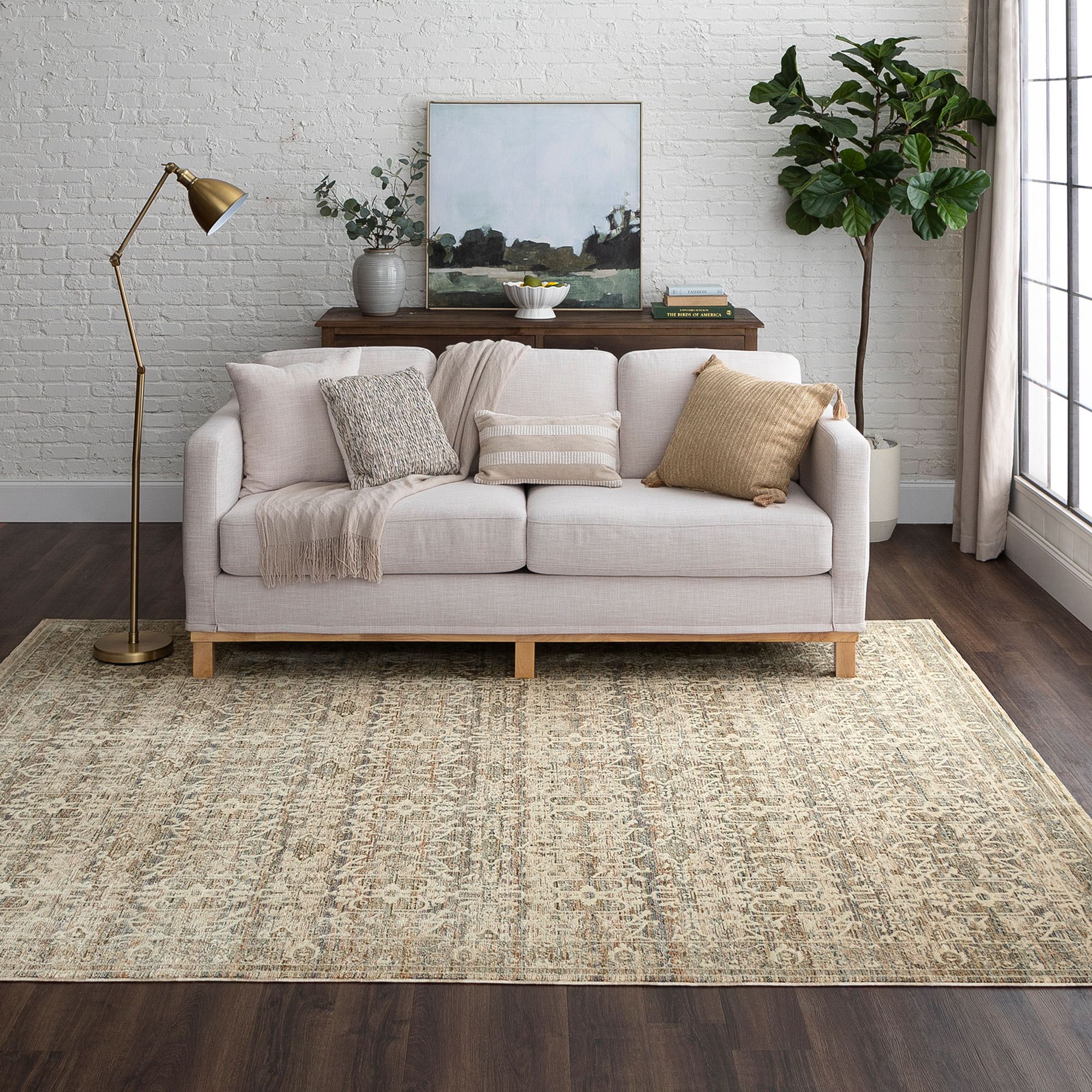 Deep Tan Rug Divina Ultra Soft Ornate Design Tan Area Rugs
