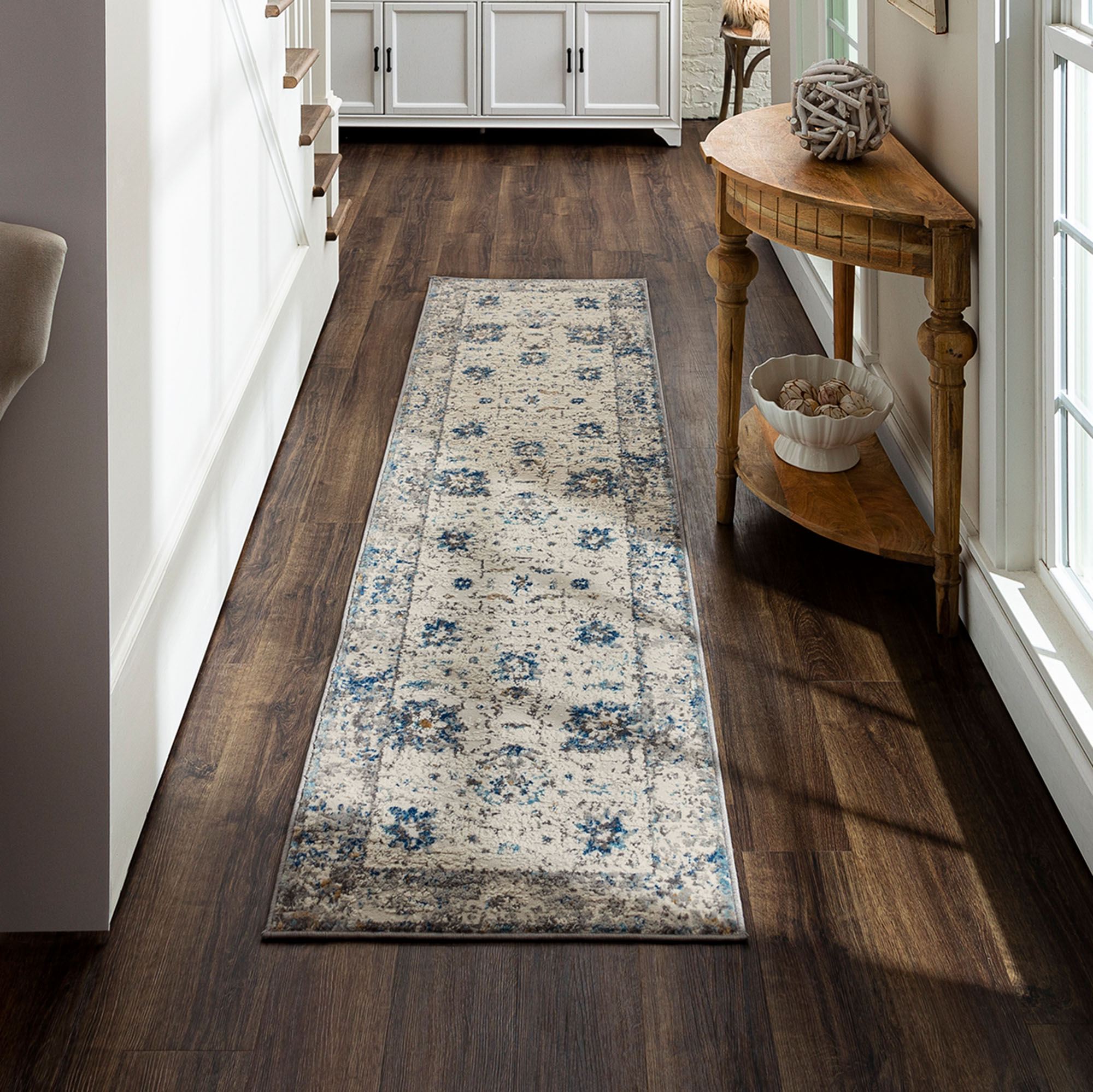 Frontgate Rug Runners Evesham Blue Floral Rug Runner