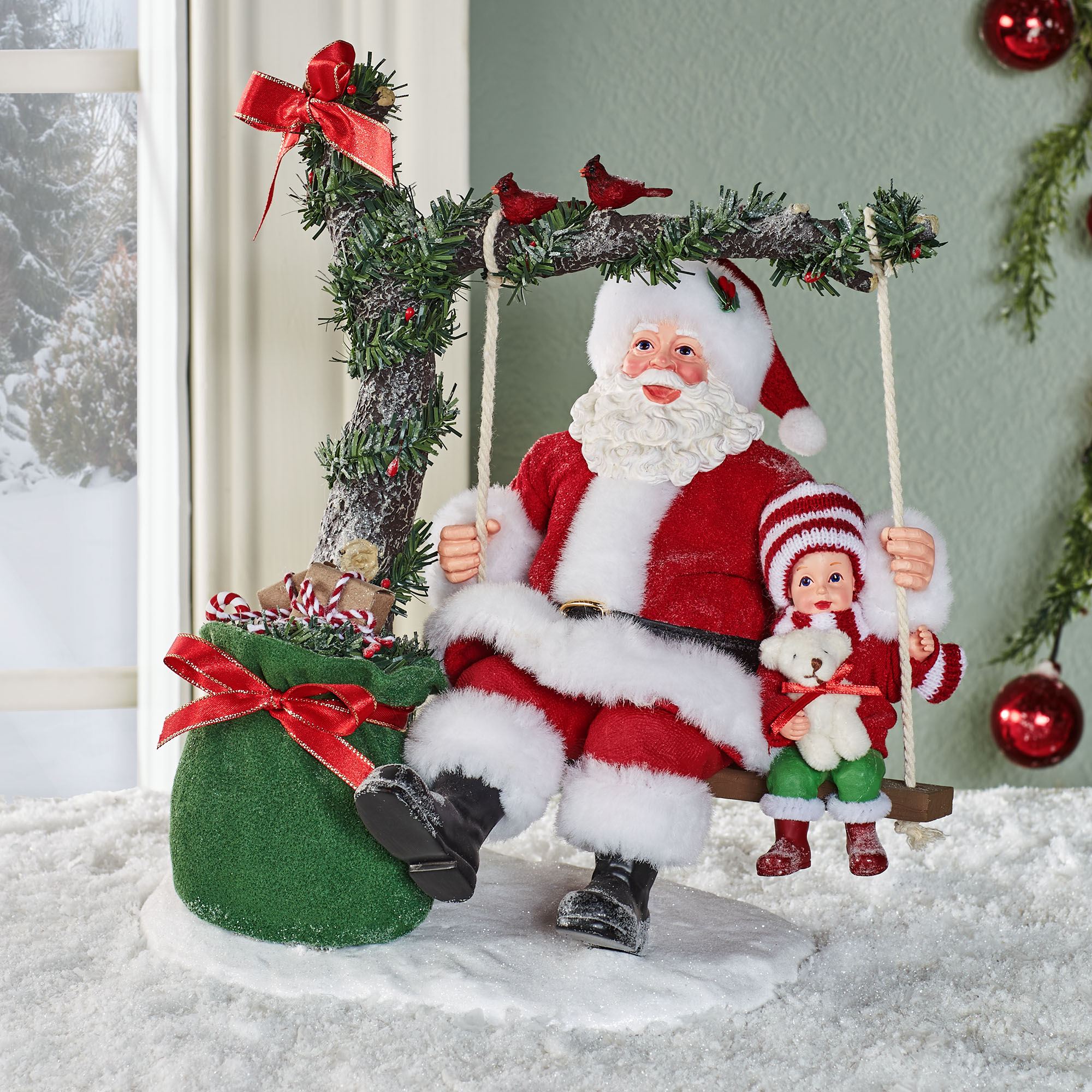 Cothique Map Oh What Fun Clothtique Santa and Child Figurine