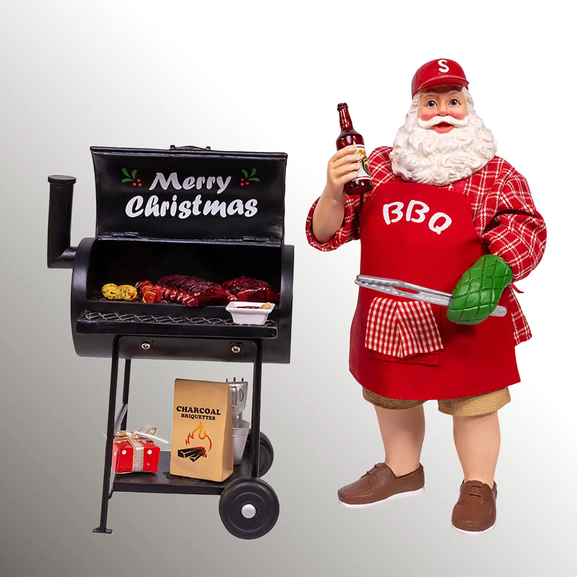 Kurt Adler Fabriche Santa Claus with Barbecue Grill Figurine Set