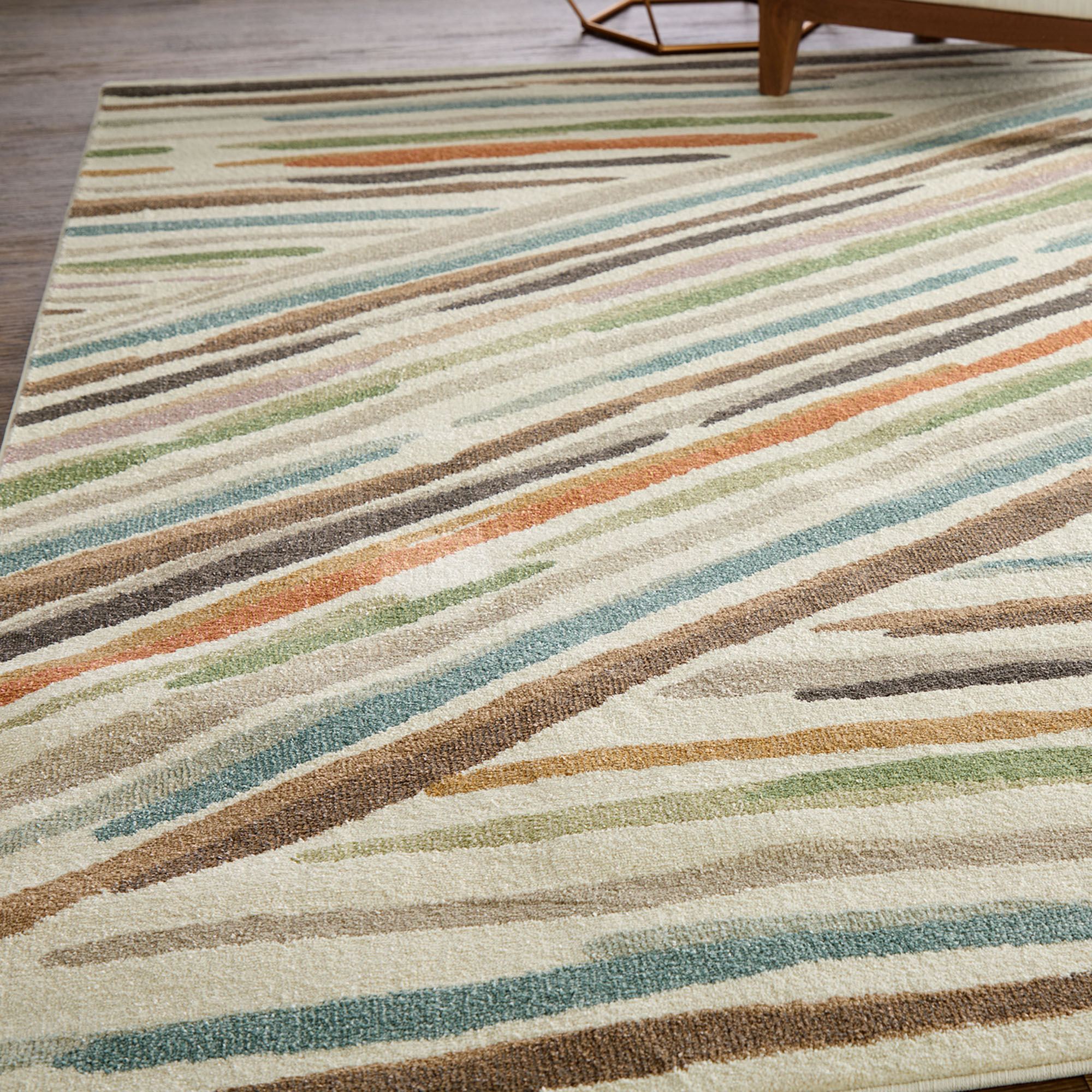 Rectangle Multicolor Line Rug Raquel Colorful Lines Brushstroke Style Abstract Area Rugs