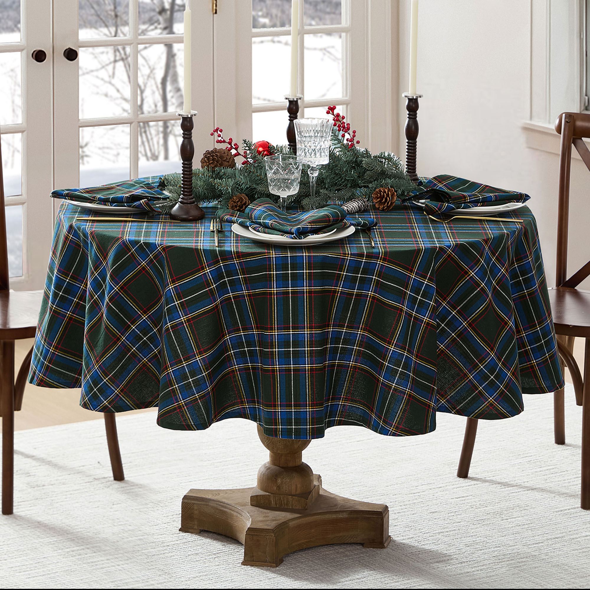 Fireside Tartan Round Tablecloth 70 Diameter