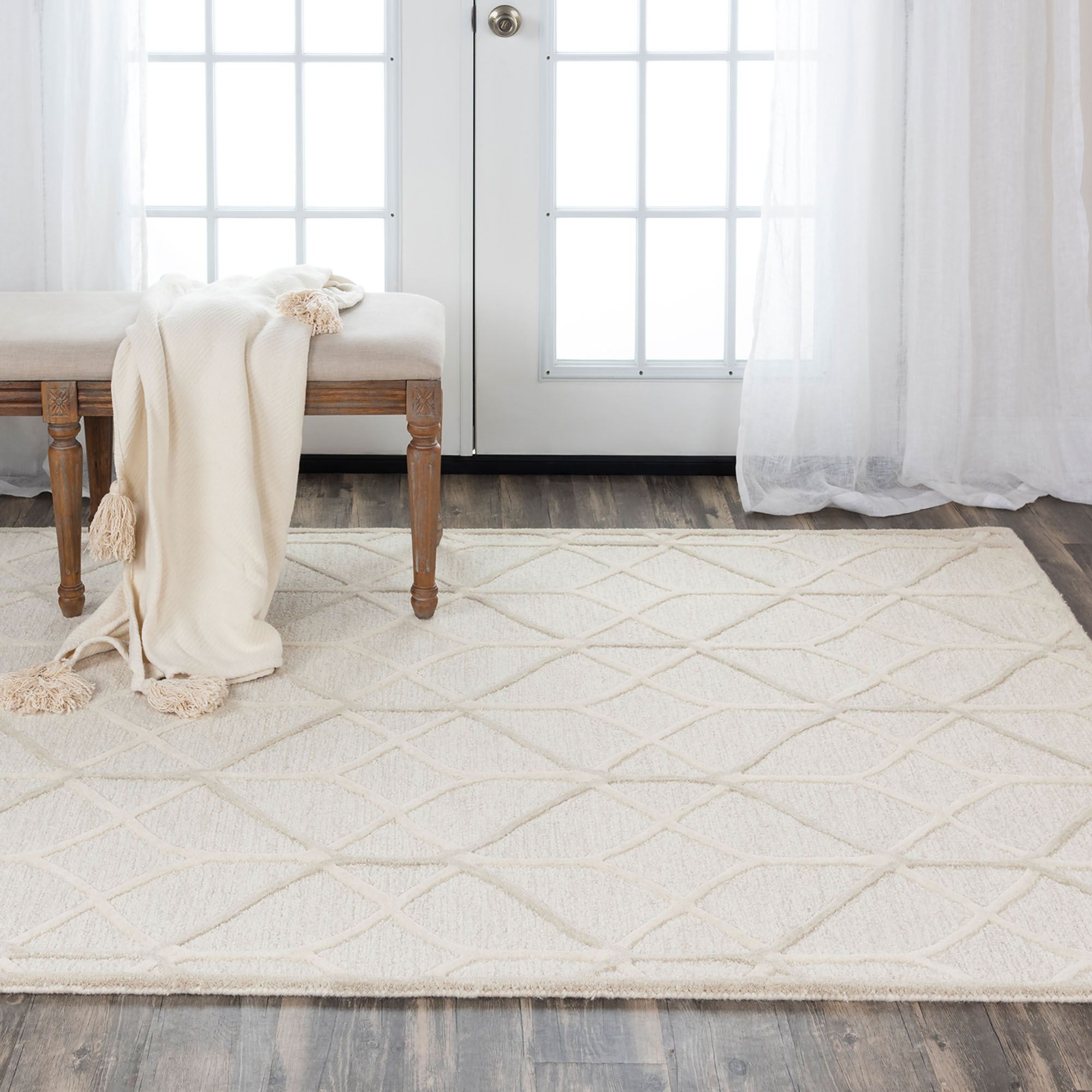 Diamond Matrix Geometric Hand Tufted Wool Area Rugs