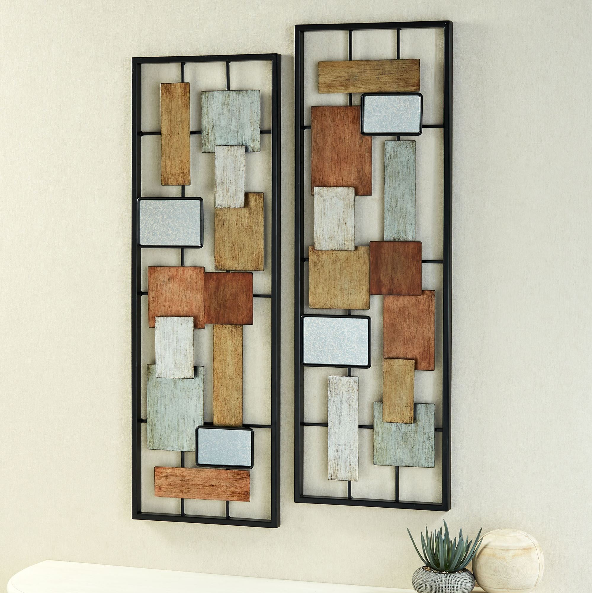 Urban Overlay Wall Art Multi Metallic Set of Two