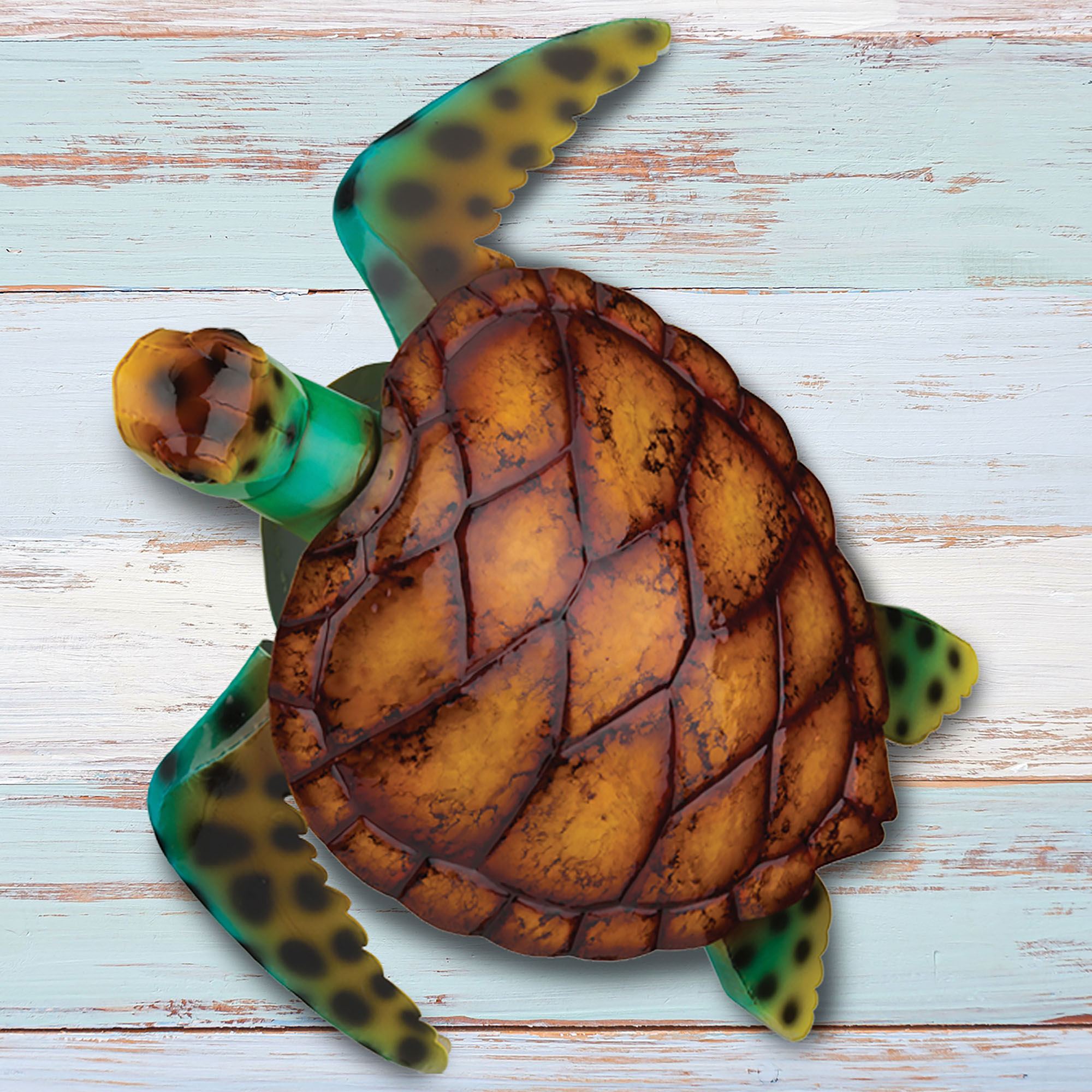 Sea Turtle Indoor Outdoor Metal Sculpture for Tabletop or Wall Display