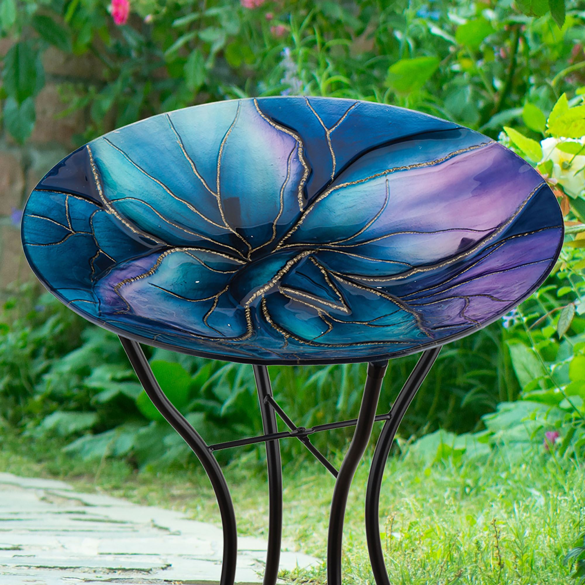 Celeste Birdbath with Stand Multi Earth