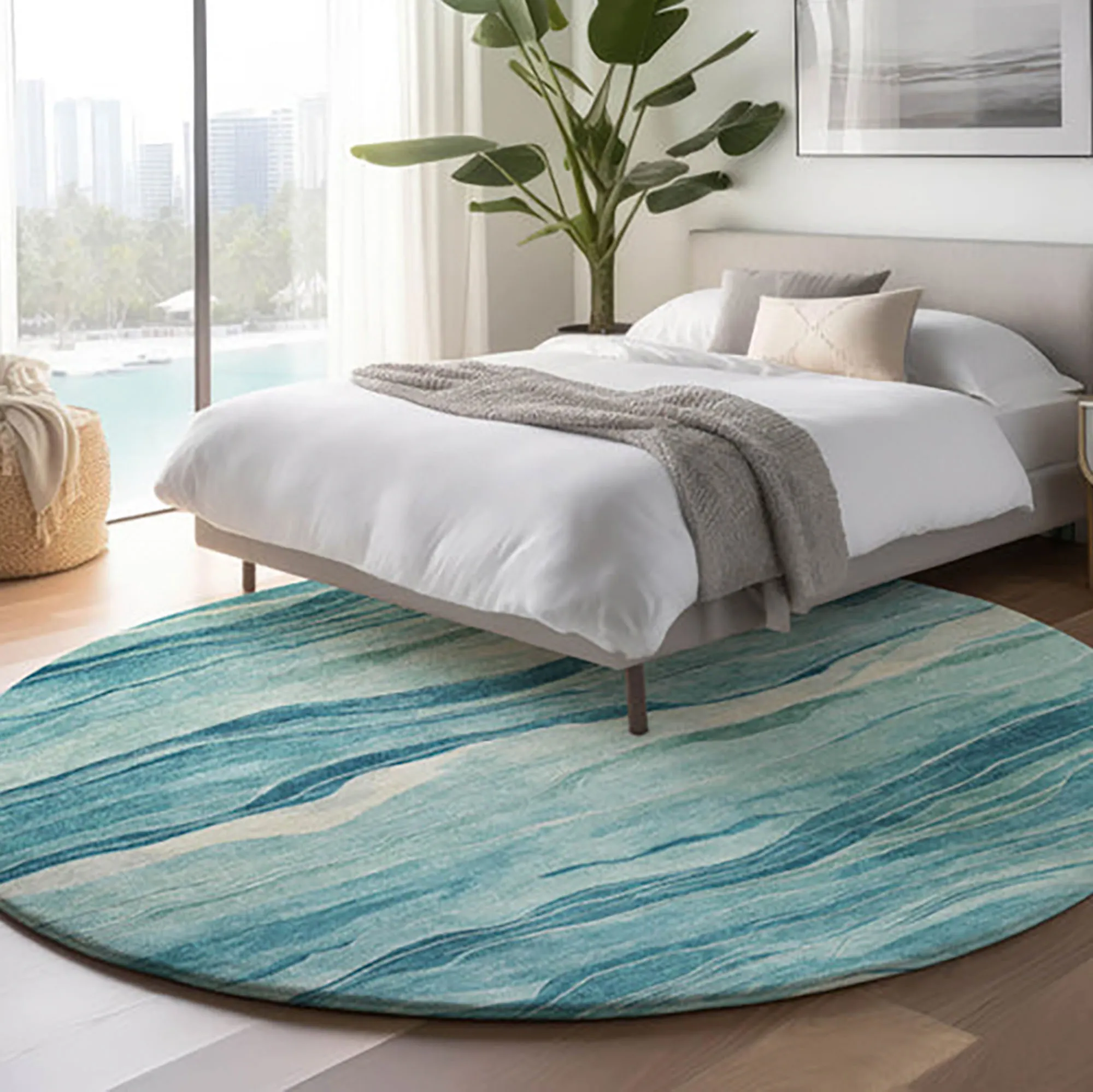 Subtle Pattern Rug Subtle Waves Abstract Machine Washable Indoor Outdoor Rugs